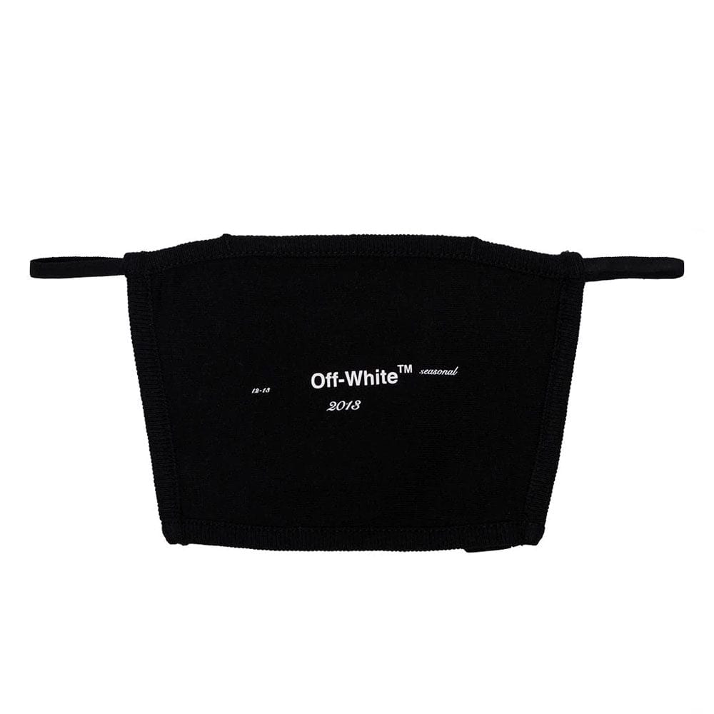 OFF WHITE Seasonal Logo Black Face Mask - Adjustable Over-the-Head Design for Comfort & Protection - Perfect for Daily Wear, Travel, and Outdoor Activities