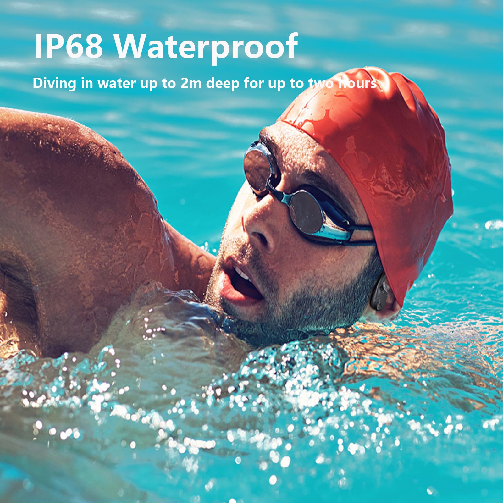 NAGFAK Bone Conduction Headphones Bluetooth 5.3 - Wireless IP68 Waterproof Headphones with 16GB MP3 Player for Swimming, Running, Cycling & Sports | Perfect for Underwater Workouts, Pool Training & Outdoor Activities