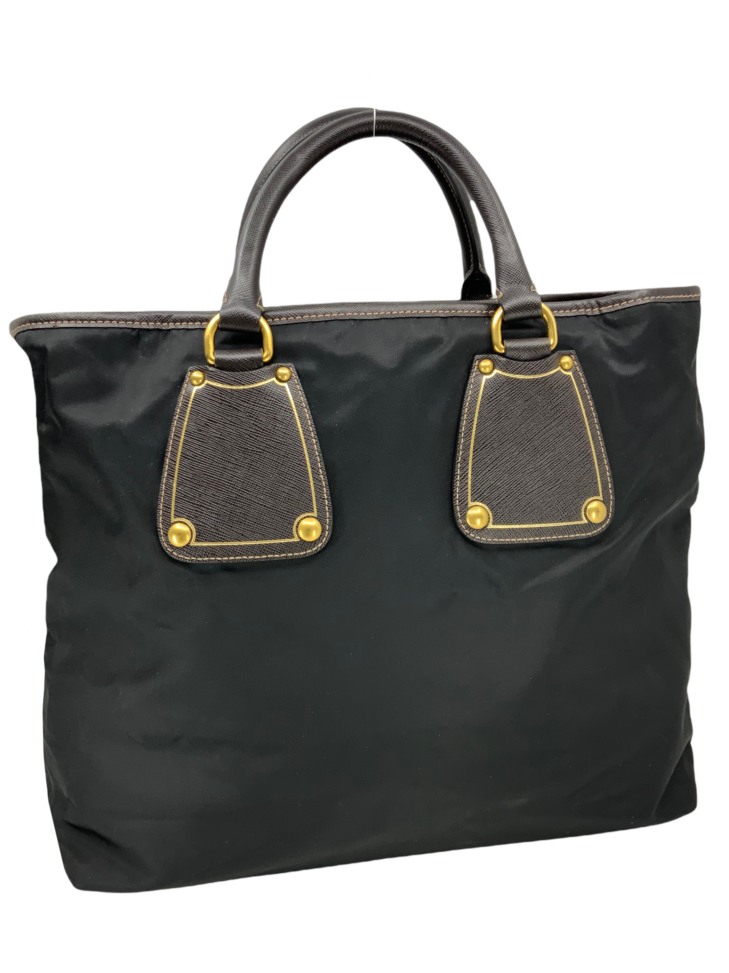 PRADA Tessuto Nylon Saffiano Leather Trim Large Tote Bag with Adjustable Strap - Luxury Designer Handbag for Women, Perfect for Work, Travel & Everyday Use