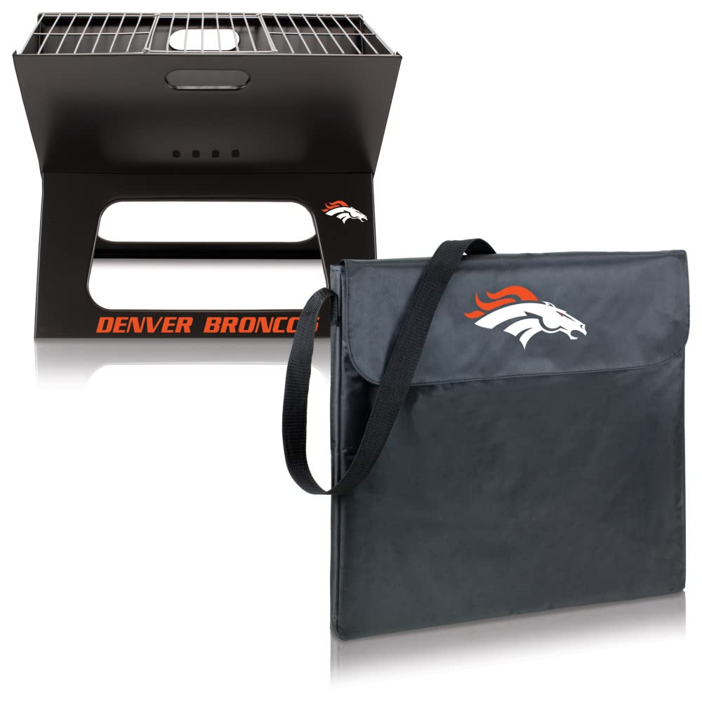 NFL X-Grill Portable Charcoal Grill for Camping, Tailgating, Backyard BBQ & Outdoor Cooking - Compact & Lightweight Design for Easy Transport