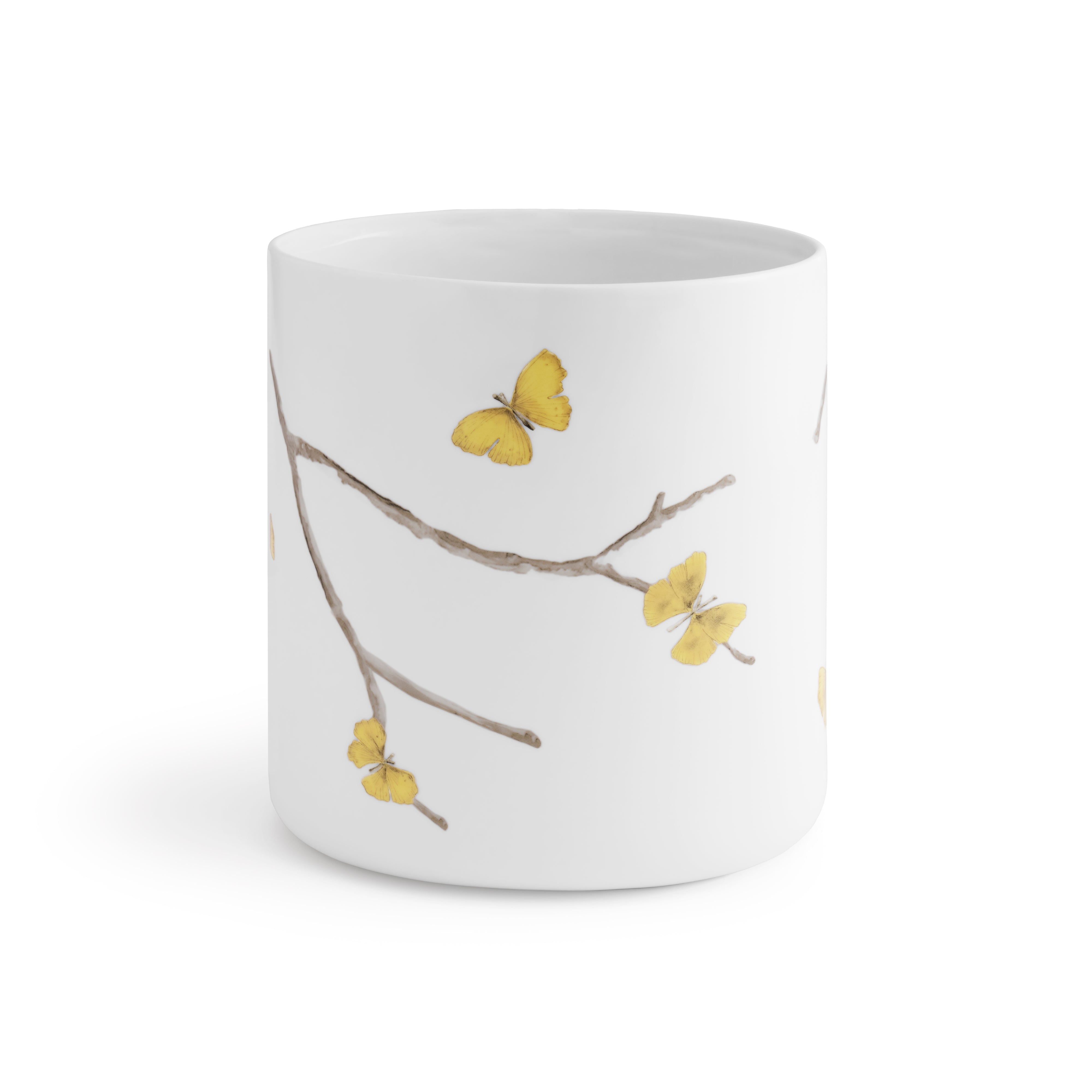 Butterfly Ginkgo Porcelain Bathroom Set - Elegant Soap Dish, Toothbrush Holder & Tumbler for Spa-Like Luxury at Home