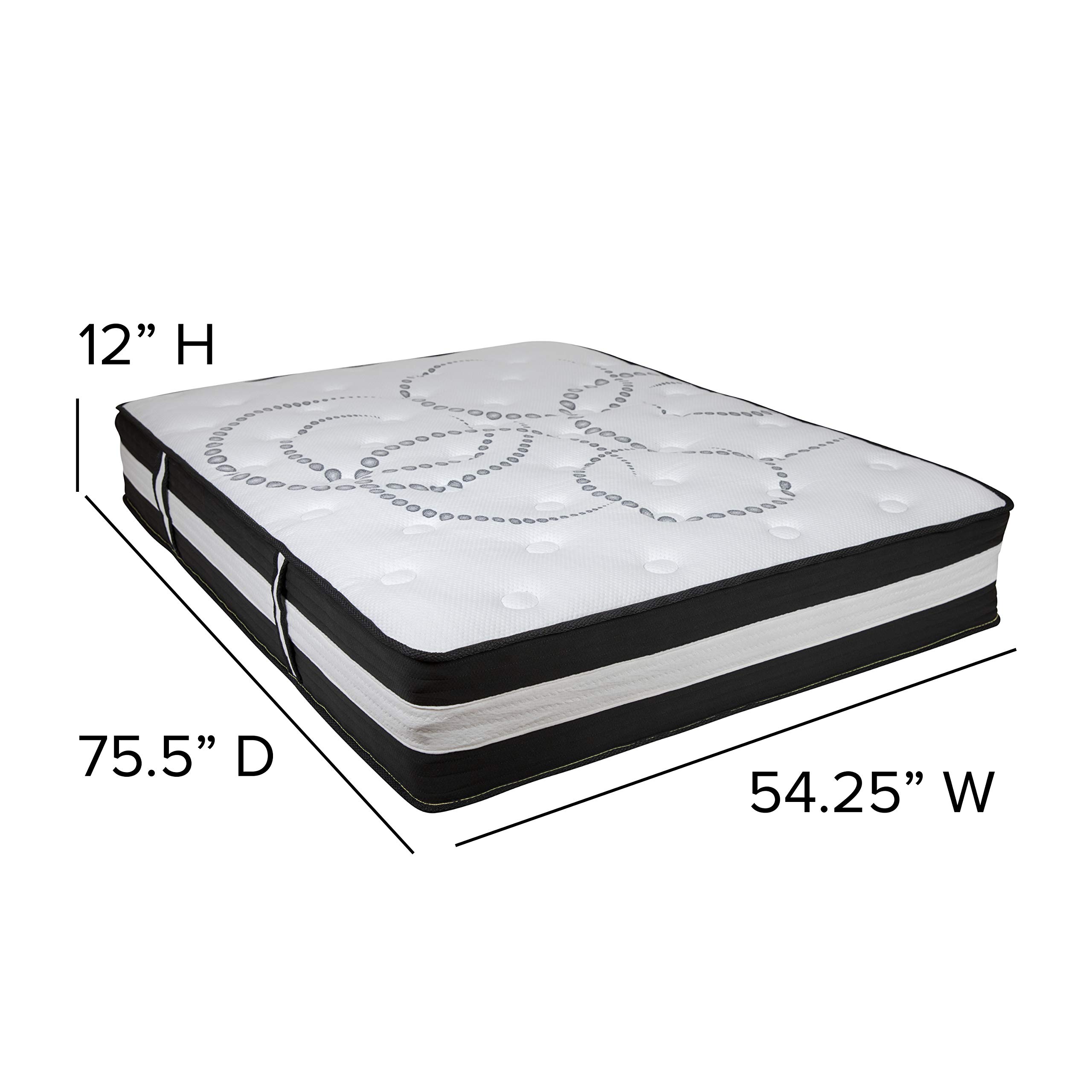 12 Inch CertiPUR-US Certified Foam Pocket Spring Mattress with 2 Inch Gel Memory Foam Topper - Queen Size Bed Set for Back Pain Relief & Pressure Relief - Perfect for Guest Rooms, Dorms & Apartments