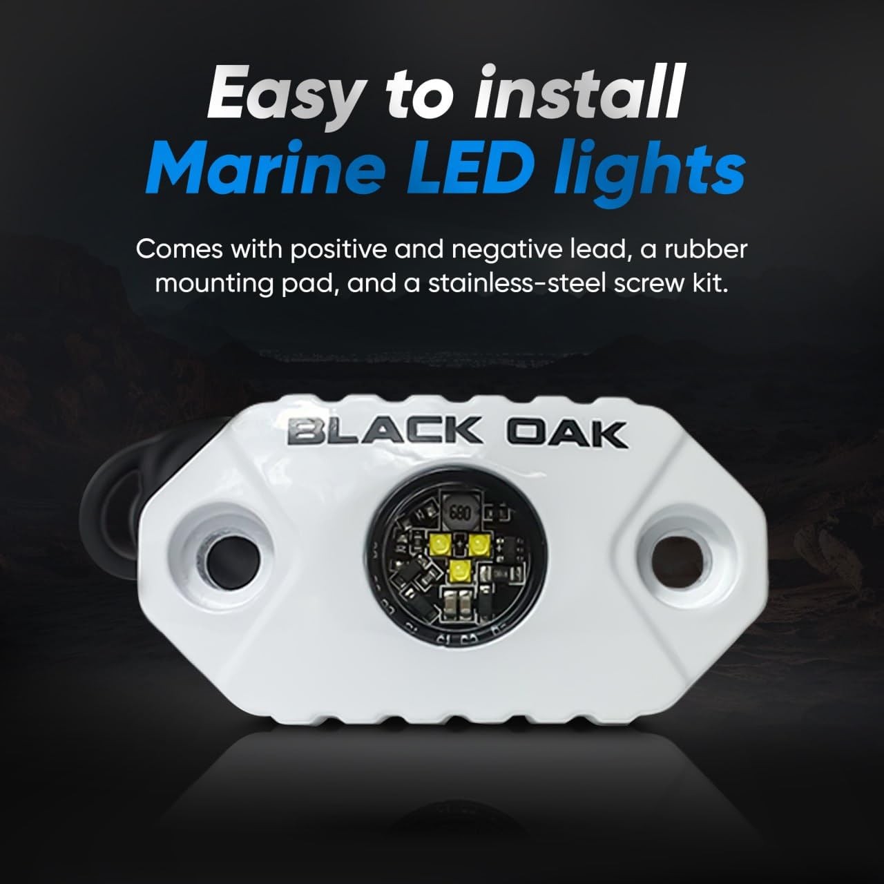 Black Oak LED Marine Boat Lights - Dimmable White LED Deck & Courtesy Lights for Fishing, Pontoon, Kayak, Yacht, Sailboat | Perfect for Night Fishing, Dock Lighting & Watercraft Safety