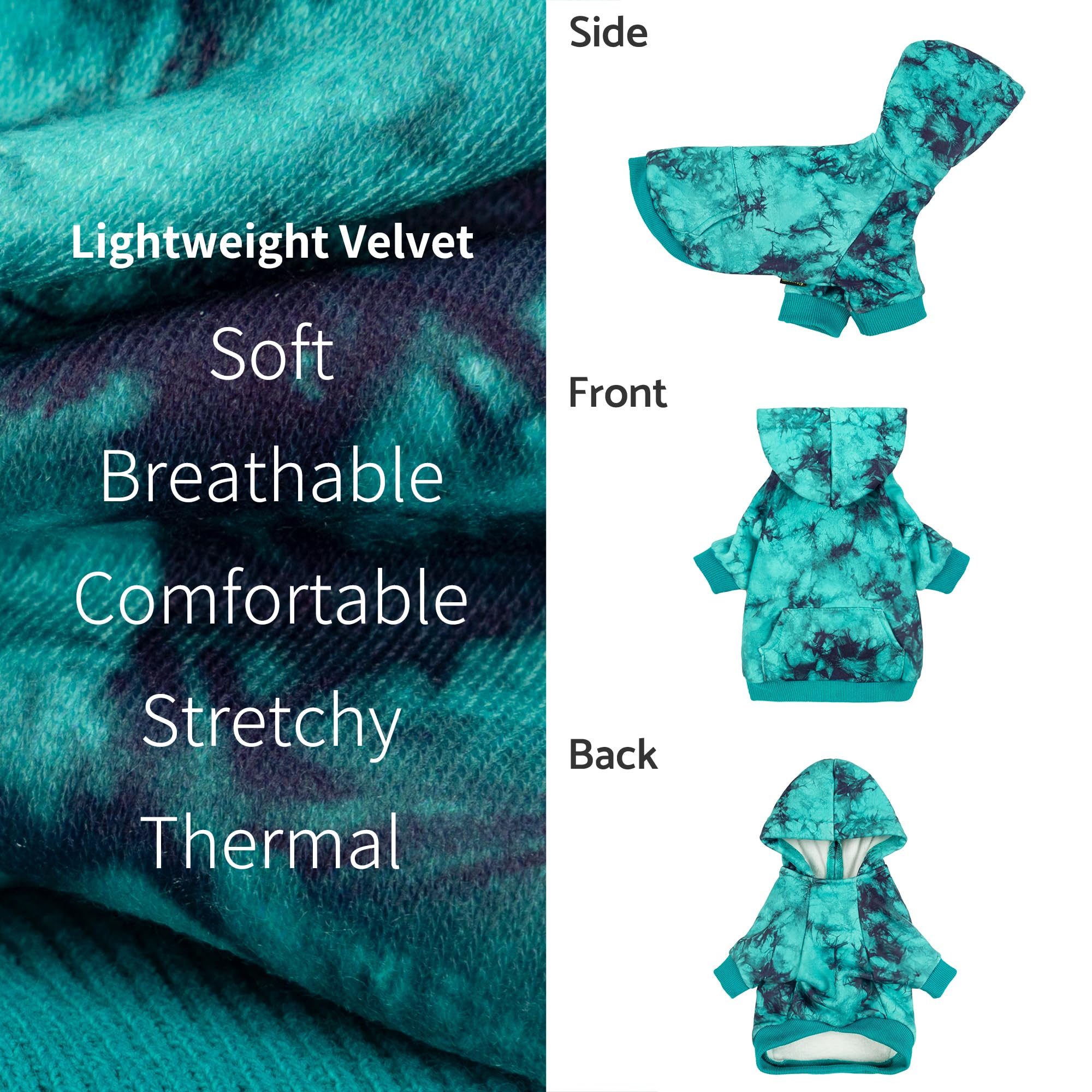 Fitwarm Tie Dye Fleece Dog Hoodie - Lightweight Winter Sweatshirt with Hood for Small Dogs (Sky Blue, Small) | Cozy Pet Apparel for Outdoor Walks & Indoor Lounging