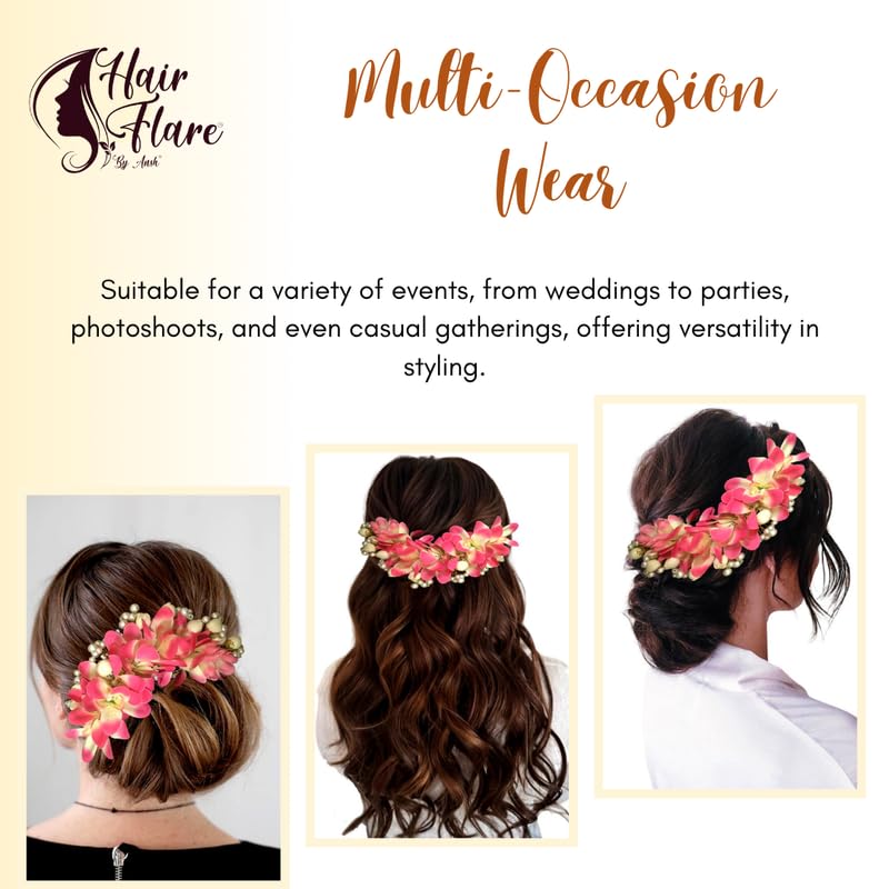Rose Hair Veil with Floral Design - Elegant Hair Accessories for Women, Bridal Hair Pins for Weddings & Anniversaries (Dark Pink) - Perfect for Bridal Showers, Prom, and Special Occasions