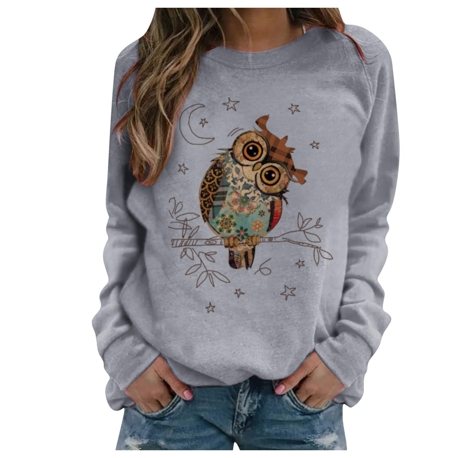 Trendy Women's Long Sleeve Shirts - Stylish Printed Sweatshirt & Casual Summer Blouse for Everyday Wear, Work & Outings
