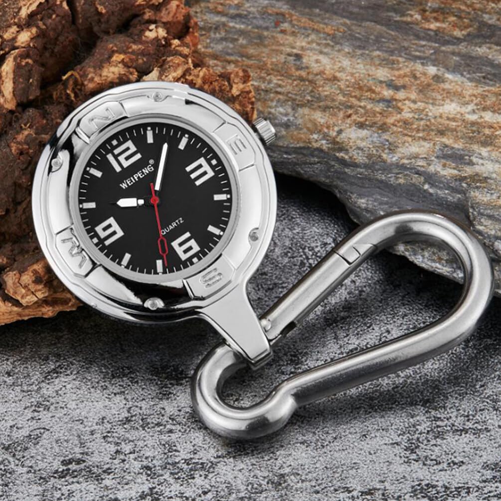 Hemobllo Unisex Clip-On Quartz Pocket Watch with Carabiner - Stylish Hanging Watch for Backpack, Hiking, Climbing & Outdoor Adventures | Perfect for Camping, Travel & Everyday Use