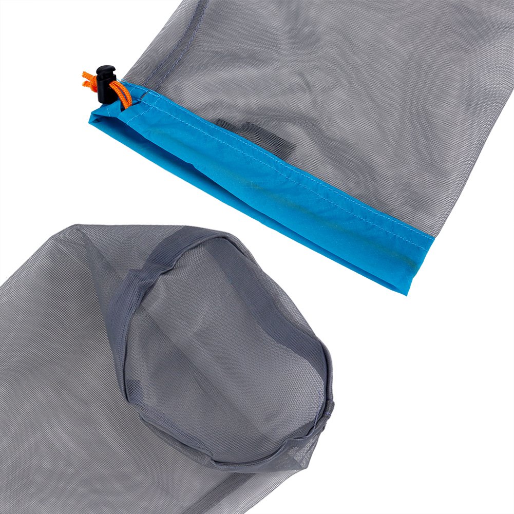 Ultralight Mesh Drawstring Storage Bag - 5 Pack Waterproof Camping Hiking Gear Organizer for Outdoor Essentials | Perfect for Backpacking, Travel & Sports Equipment Storage