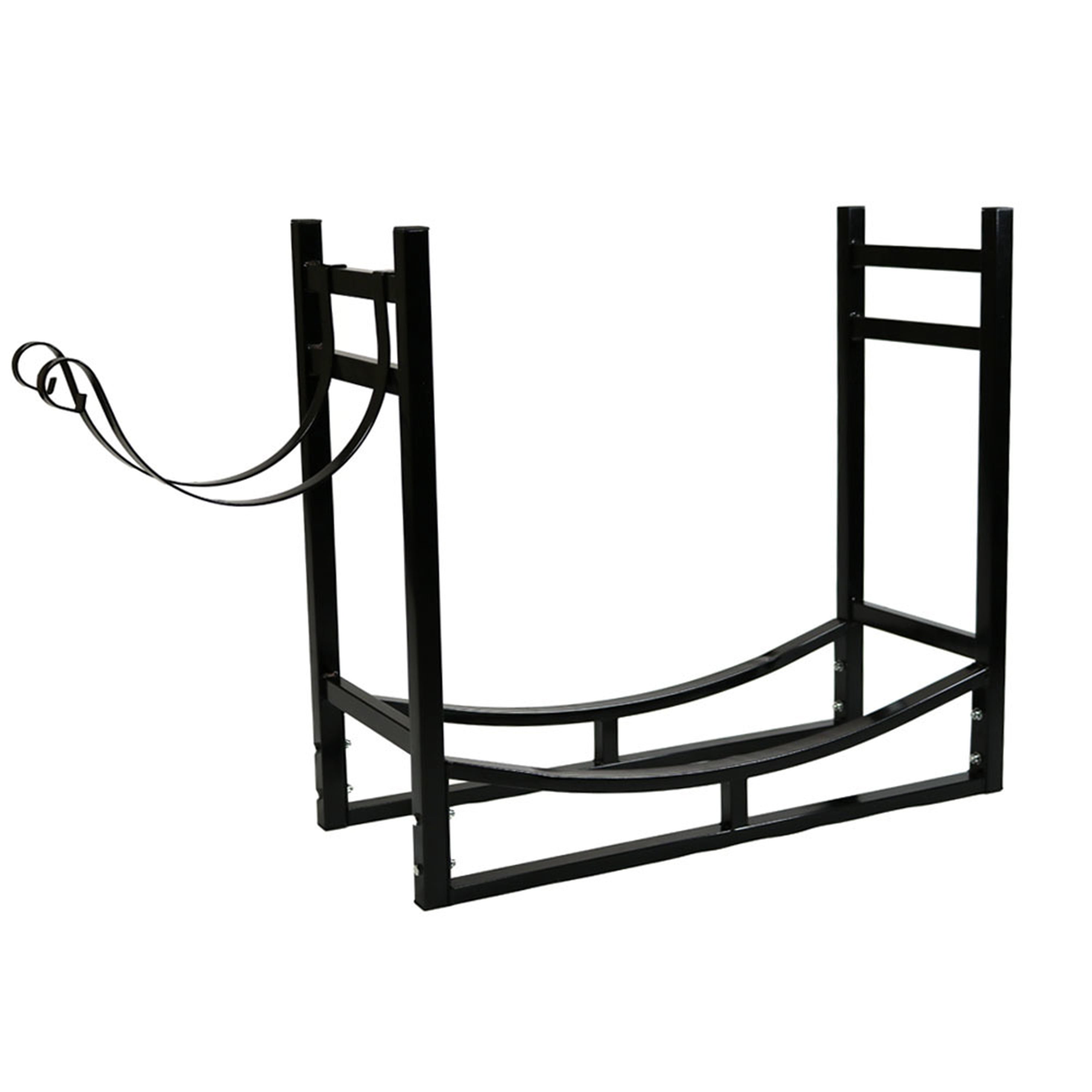 Outdoor Firewood Storage Rack with Kindling Holder - Heavy Duty Steel Log Rack for Firewood Storage - Perfect for Patio, Backyard, and Camping