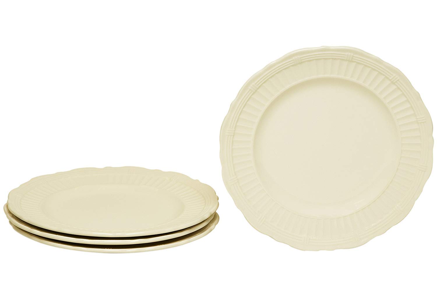 Red Vanilla Tuscan Villa Salad Plates 8.5 Inch, Set of 4, White - Elegant Dinnerware for Italian-Themed Dining, Wedding Registry & Home Decor