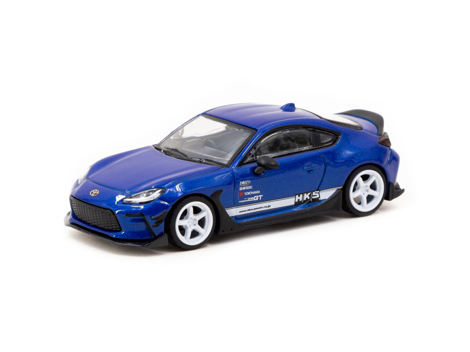 Tarmac Works 1/64 HKS Toyota GR86 Blue Metallic Diecast Model Car - Collectible Toy Vehicle for Display & Racing Scenes