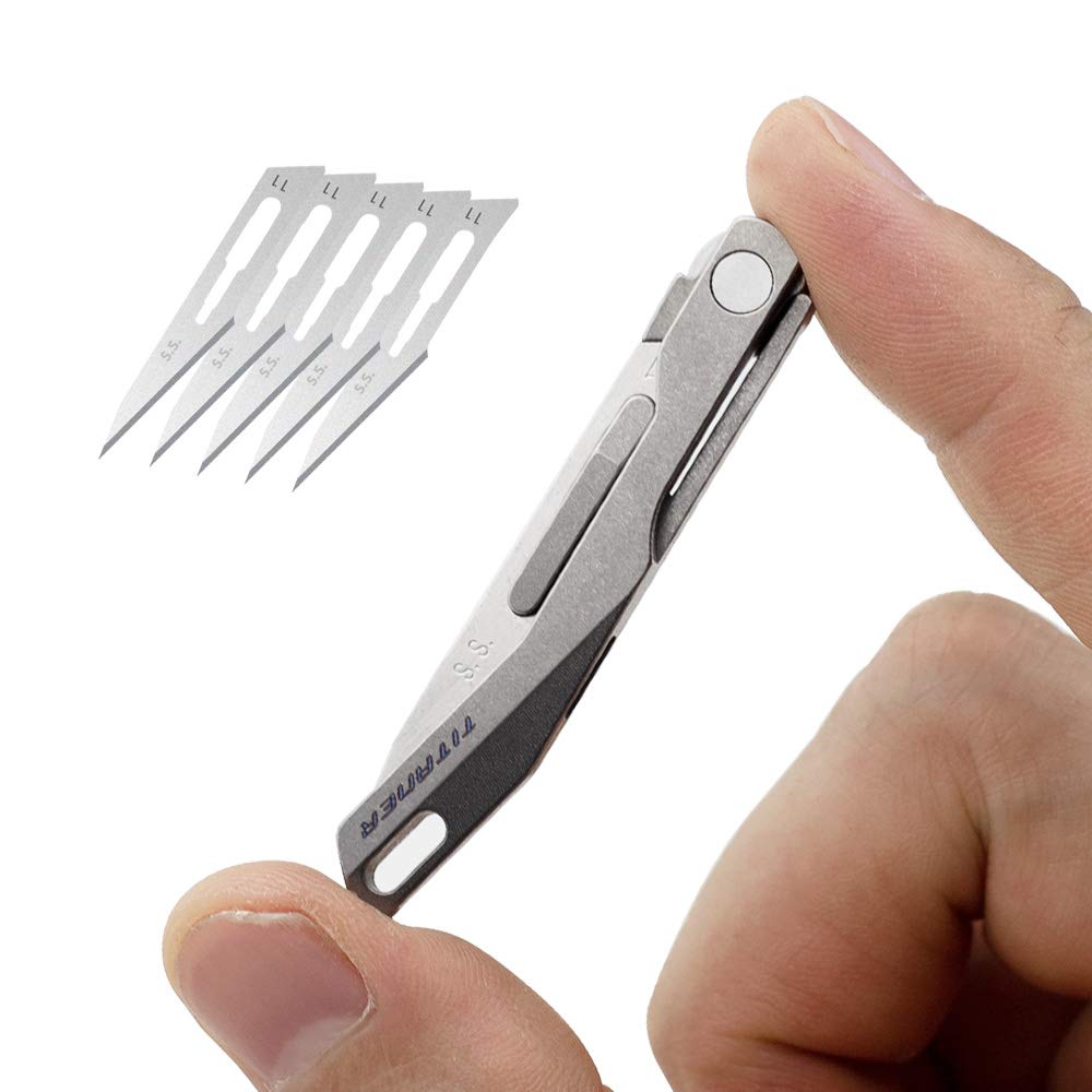 TITANER Titanium EDC Folding Pocket Knife - Falcon | Premium Lightweight Survival Knife for Camping, Hiking & Everyday Carry (EDC)
