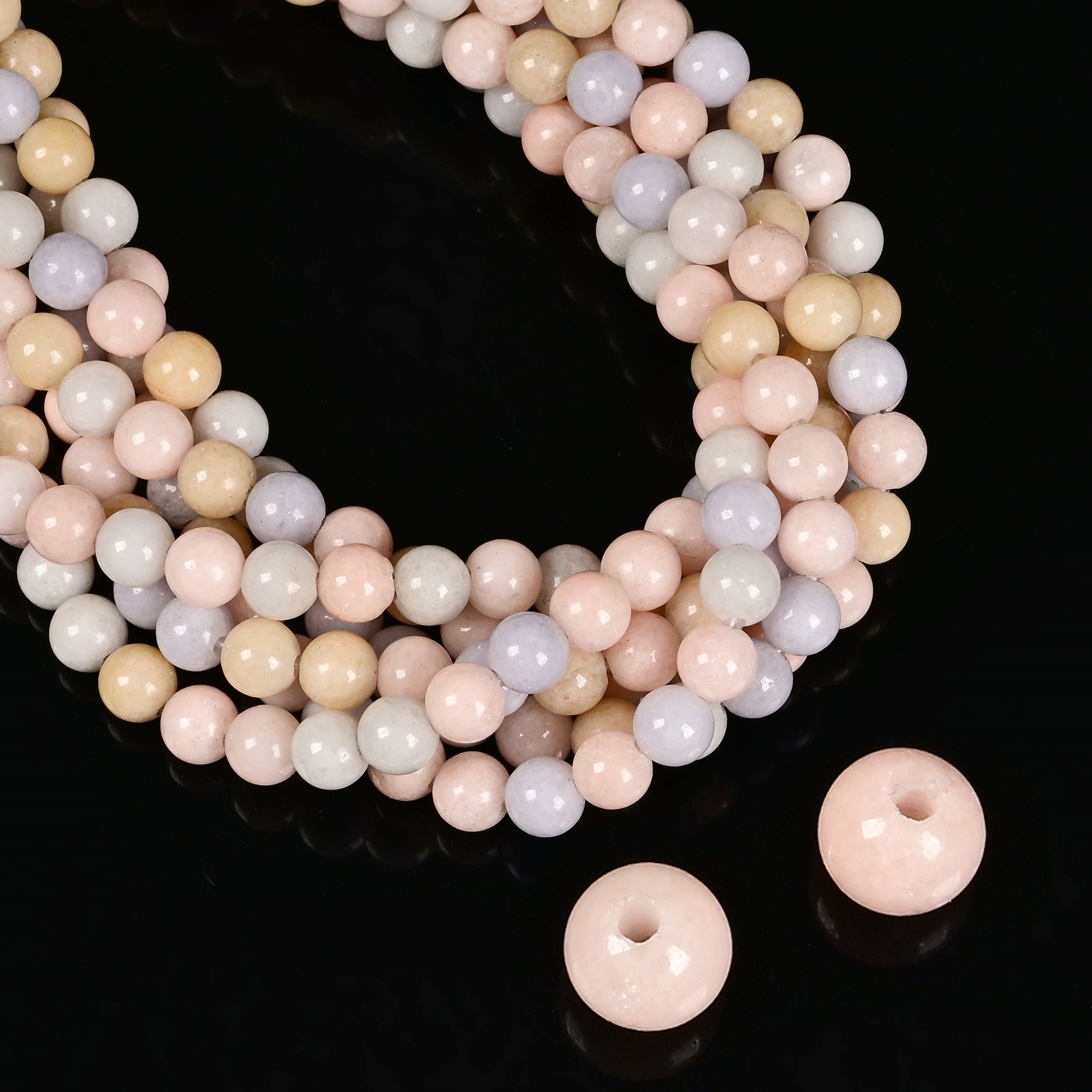 2.0mm Large Hole Natural Morganite Smooth Round Beads - 8mm, 10mm, 15.5mm Gemstone Beading Strands for Jewelry Making, DIY Crafts, Bracelets & Necklaces