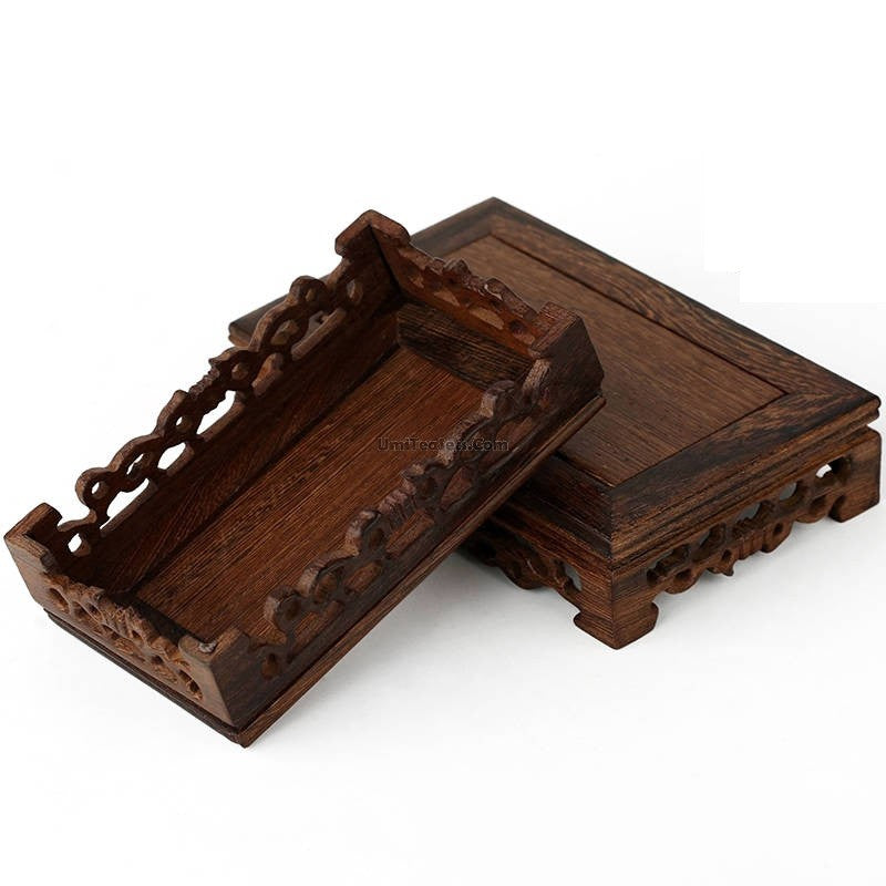 Handcrafted Wenge Wood Teapot Stand - Natural Wood Tea Tray for Chinese Gongfu Tea Ceremony, Home Decor & Tea Party Serving Tray