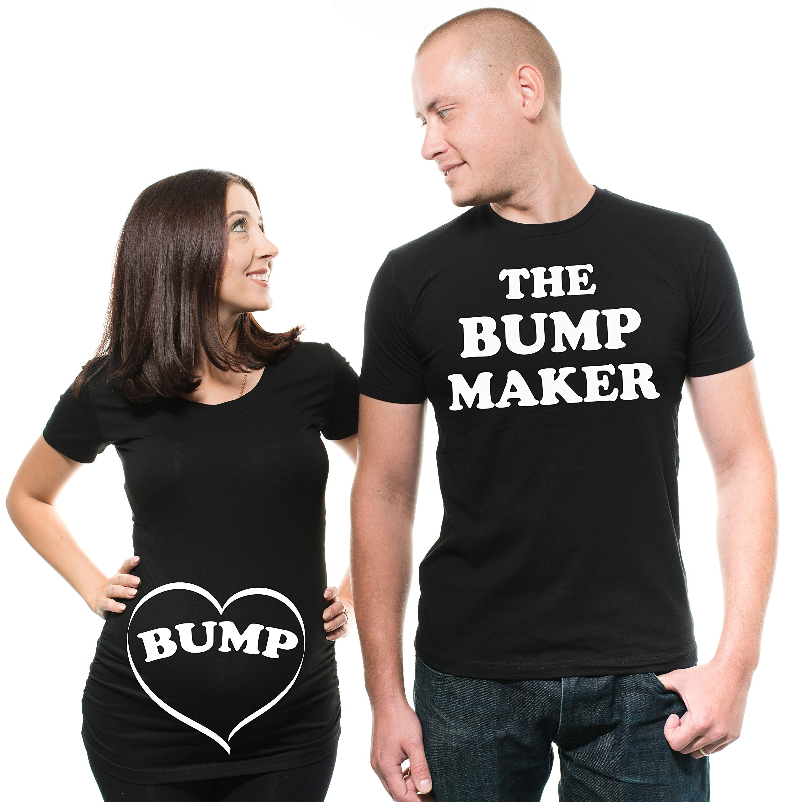 Silk Road Tees Bump Maternity T-Shirt & Paternity Shirt Set - Matching Couple Pregnancy Announcement Tees for Gender Reveal, Baby Shower & Photo Shoots