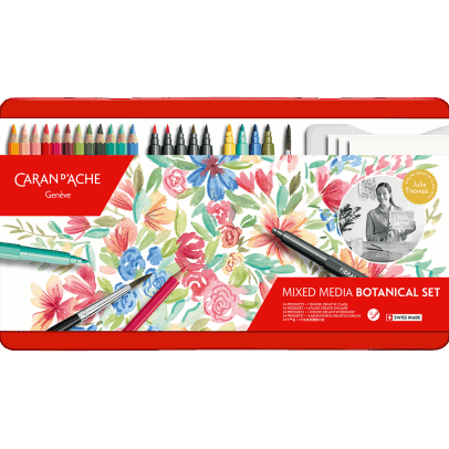 Caran d'Ache Botanical Colouring and Lettering Set - Premium Art Supplies for Calligraphy, Hand Lettering & Adult Coloring Books | Perfect for Artists, Crafters & Relaxation Therapy