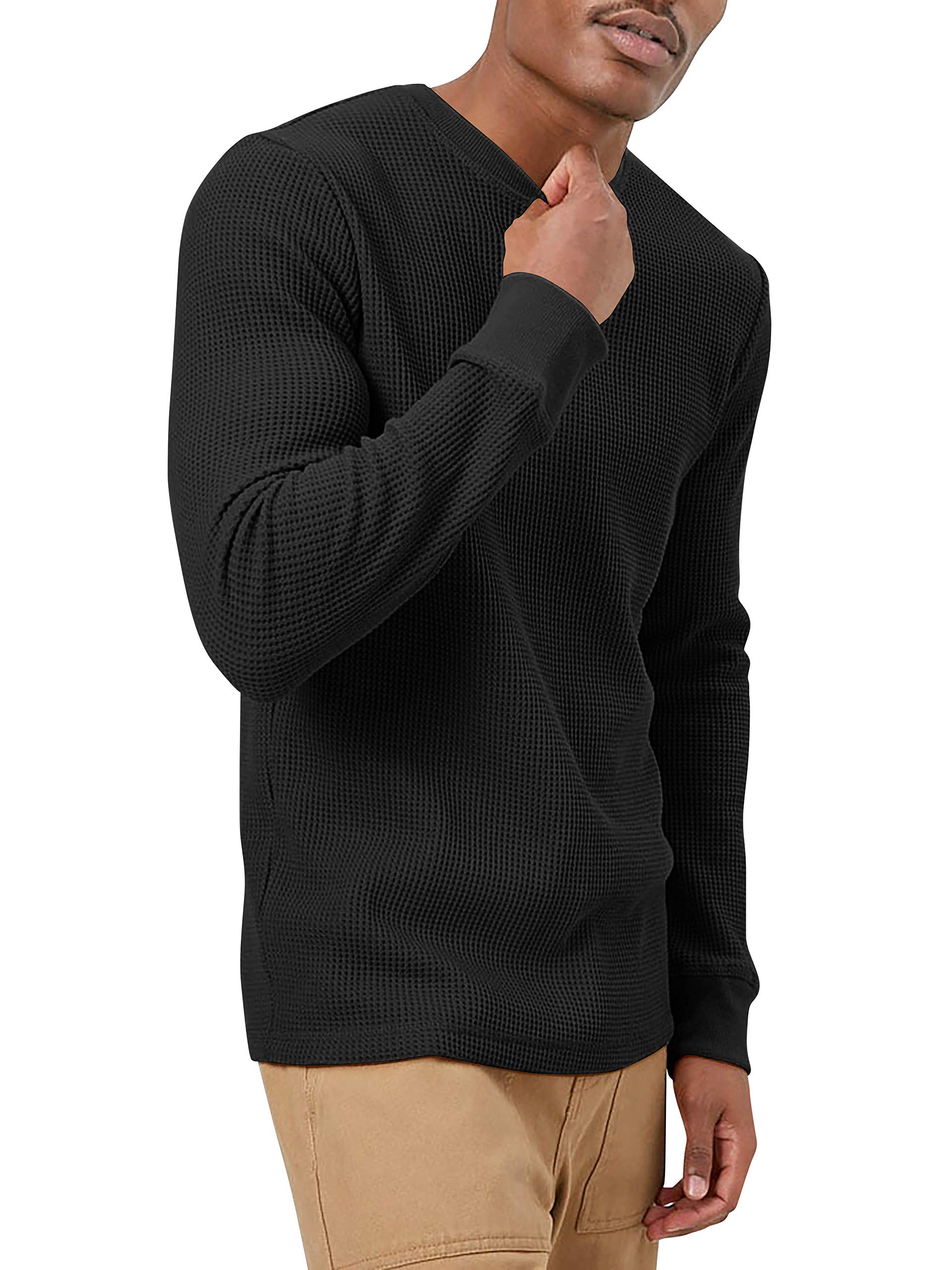 Men's Heavyweight Thermal Shirts - Long Sleeve Cotton Crew Neck Cold Weather Tops for Big & Tall | Warm Winter Base Layer for Outdoor Work, Hiking & Camping