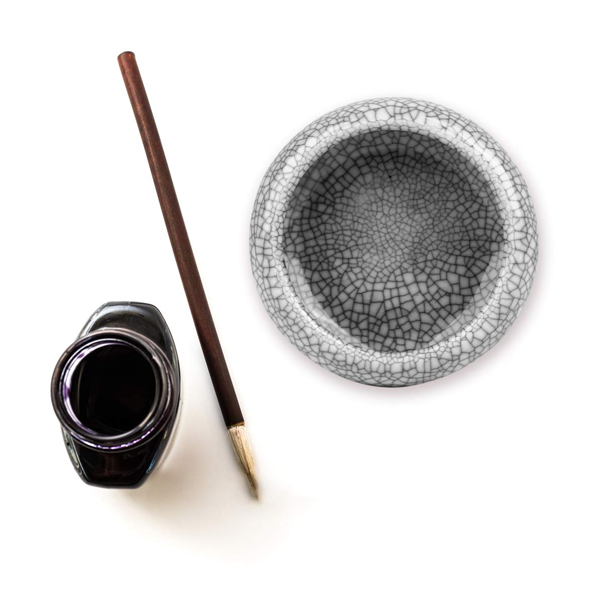 NUOBESTY Ceramic Calligraphy Brush Washing Cup - Small Pen Washer Basin for Ink Brushes | Creative Writing Brush Cleaner Tool | Ideal for Chinese Calligraphy, Watercolor Painting & Art Studio Use