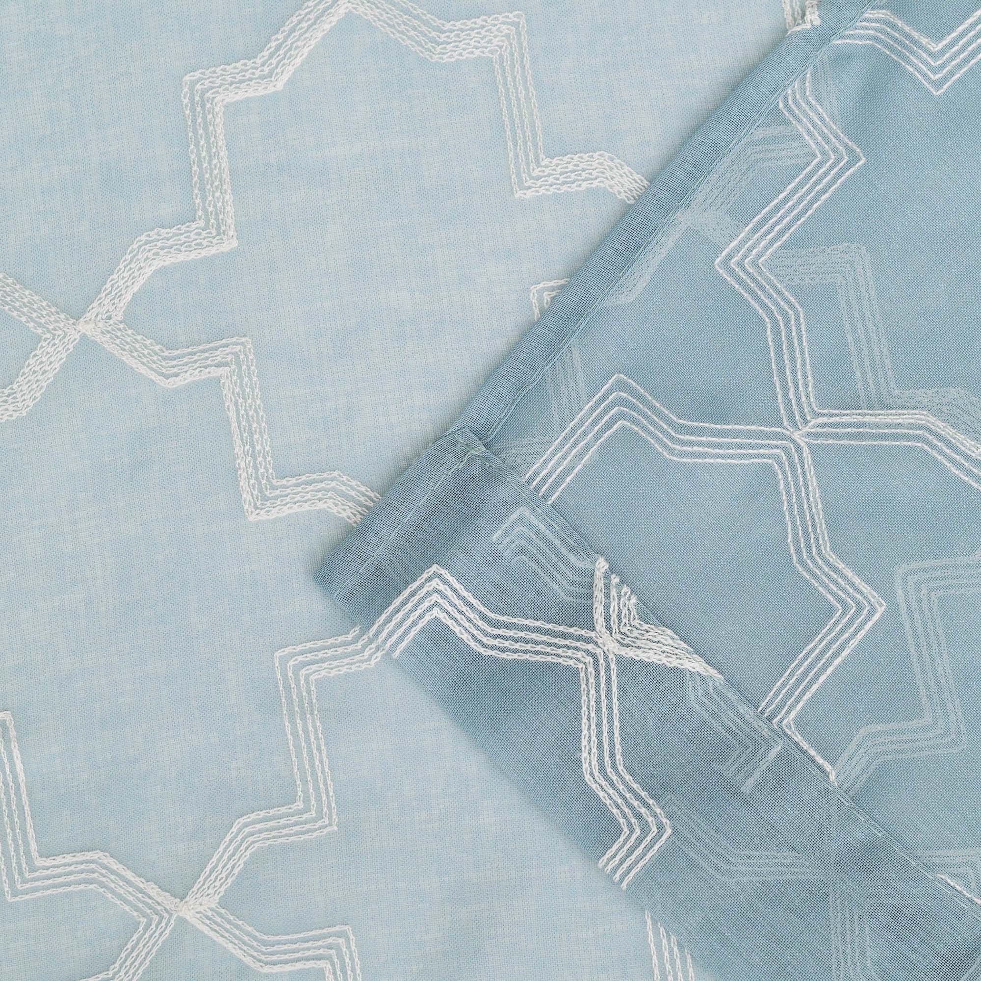 Embroidered Quatrefoil Semi-Sheer 2-Piece Curtain Panel Set - Elegant Window Treatment for Living Room & Bedroom Decor