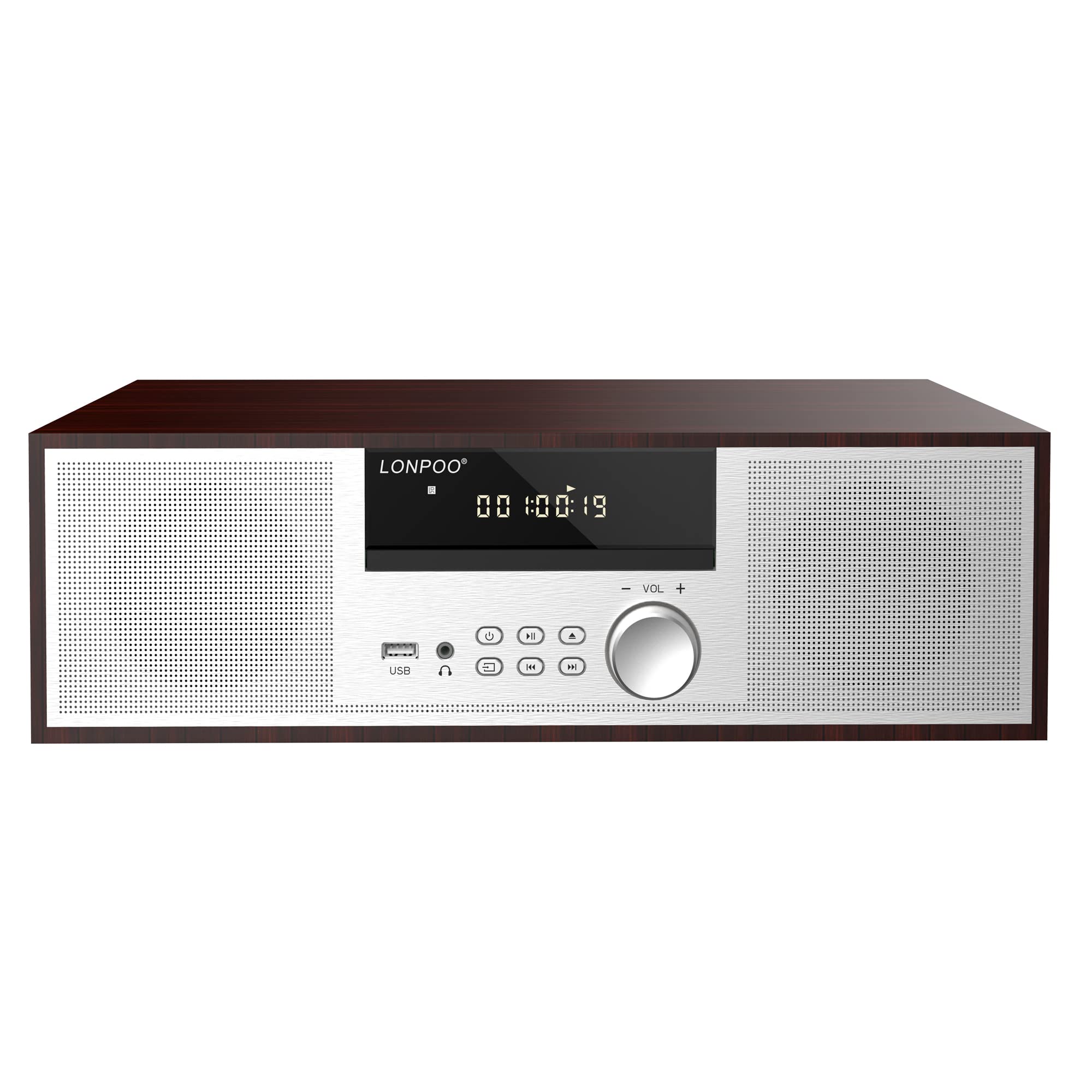 Vintage Home Stereo System - 40W RMS Wireless Bluetooth Speaker with CD Player, FM Radio, USB Playback & Aux-in | Perfect for Living Room, Bedroom & Office Music Listening