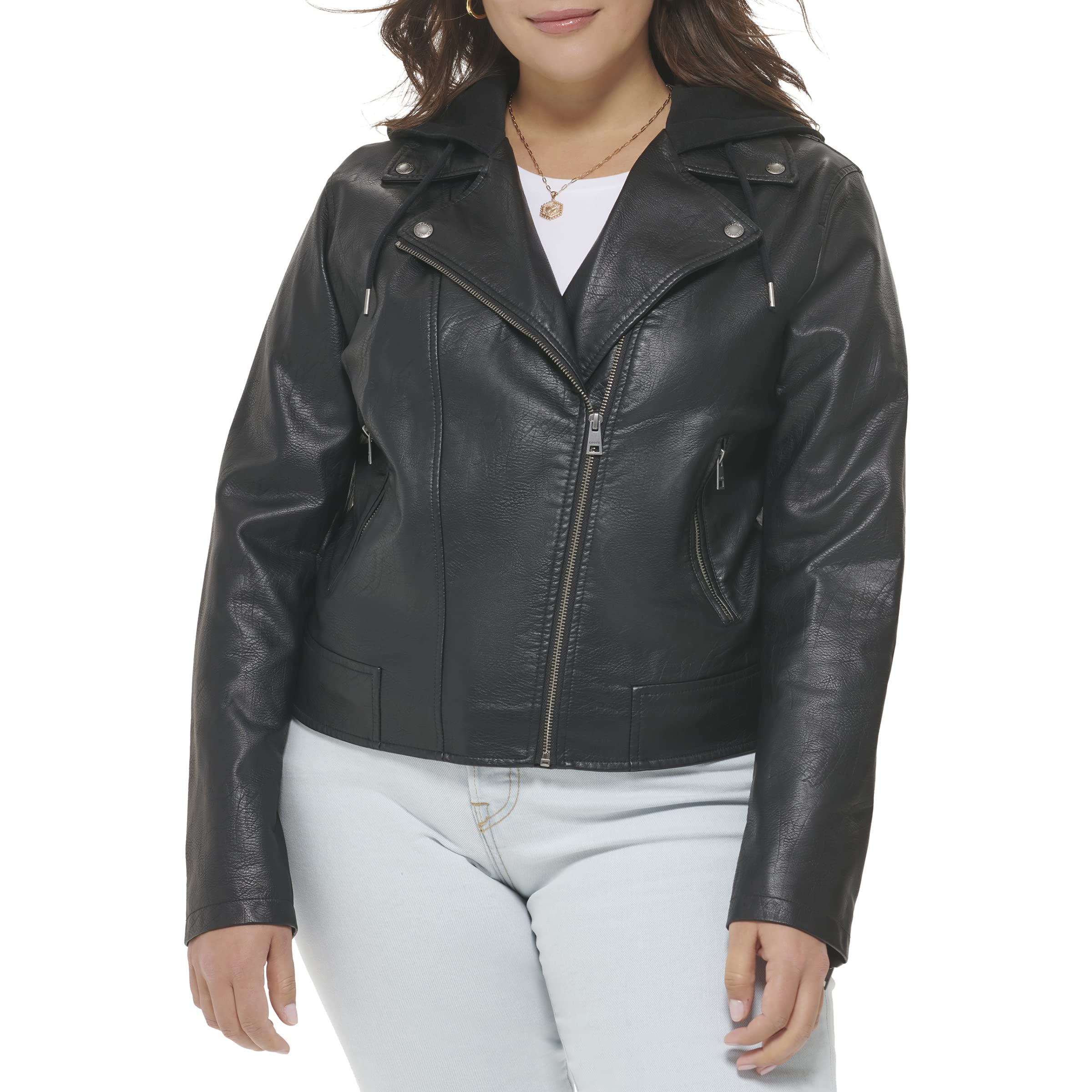 Levi's Women's Classic Faux Leather Motorcycle Jacket - Regular & Plus Size - Stylish Biker Jacket for Casual Outings & Night Rides