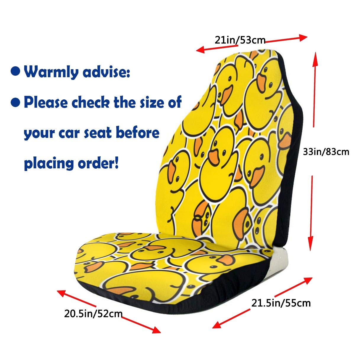 Cute Rubber Duck Car Seat Covers Set of 2 - Waterproof Vehicle Seat Protectors for Sedan, SUV & Auto Interior - Perfect for Kids, Pets & Daily Commute