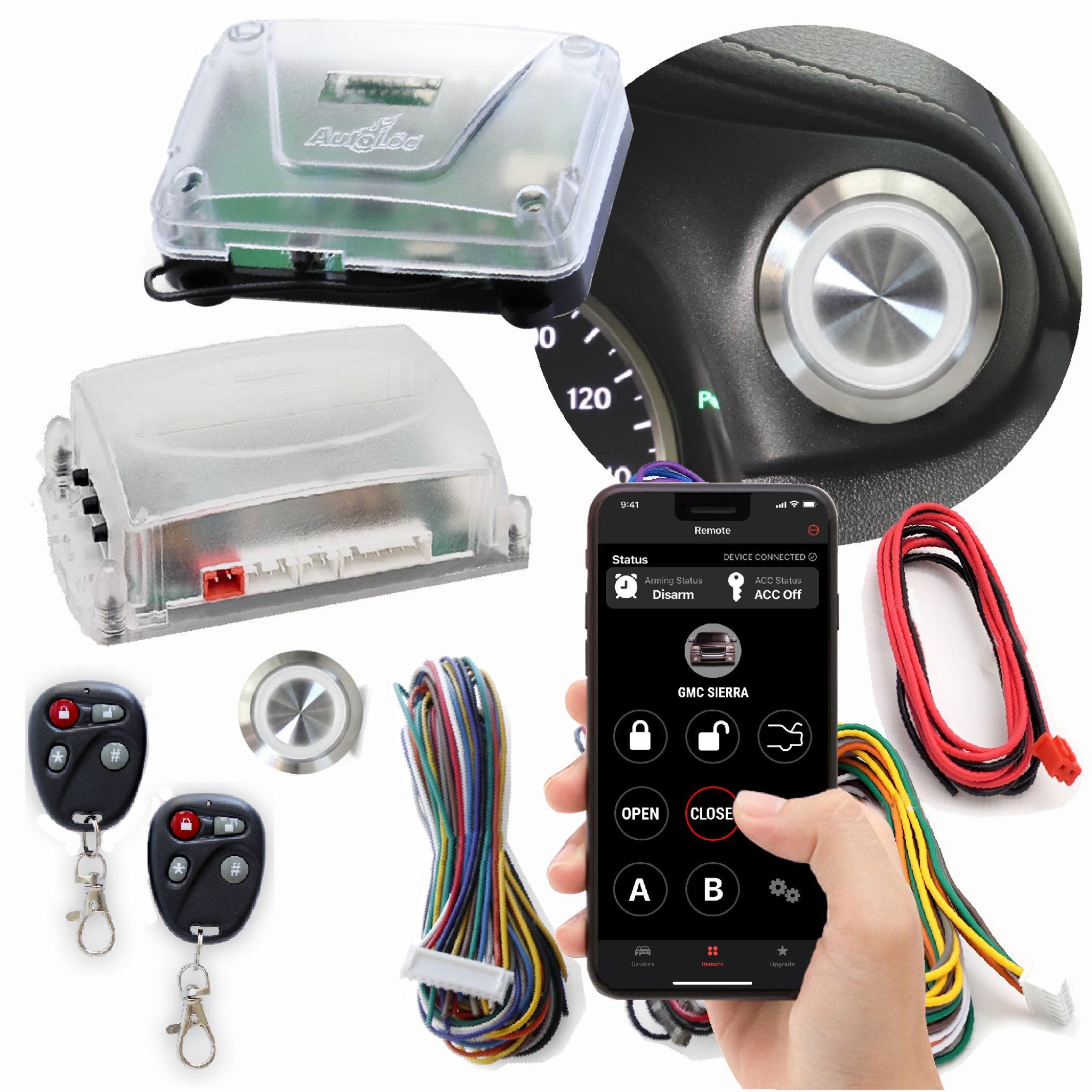 1901-1902 Isotta Fraschini Runabout Billet Push Button Switch Kit - Engine Start Stop & Remote Keyless Entry System - Perfect for Classic Car Restoration & Vintage Vehicle Upgrades