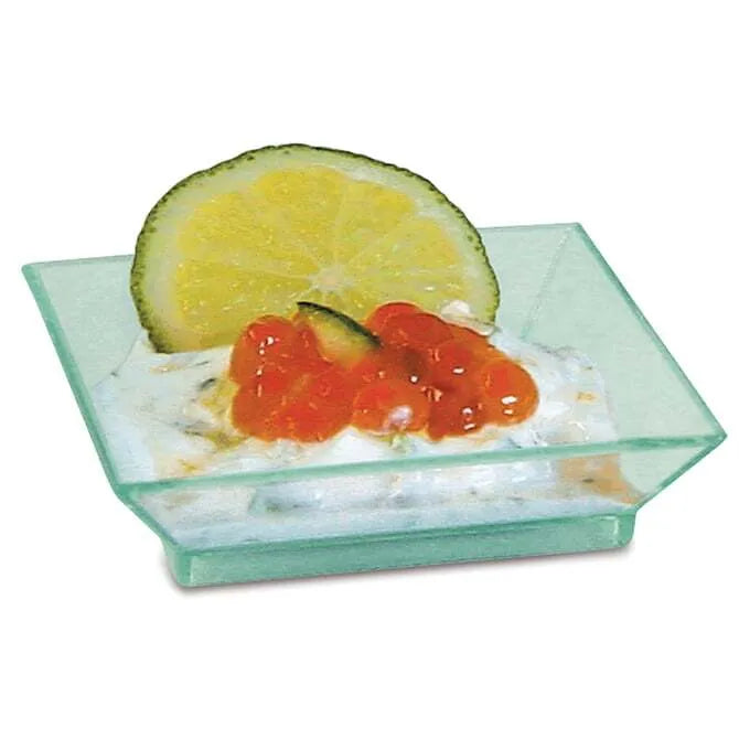 Comatec Square Dishes 2.5 Inch - Set of 4 Small Appetizer Plates in Sea Green, Perfect for Party Snacks, Desserts, and Home Decor