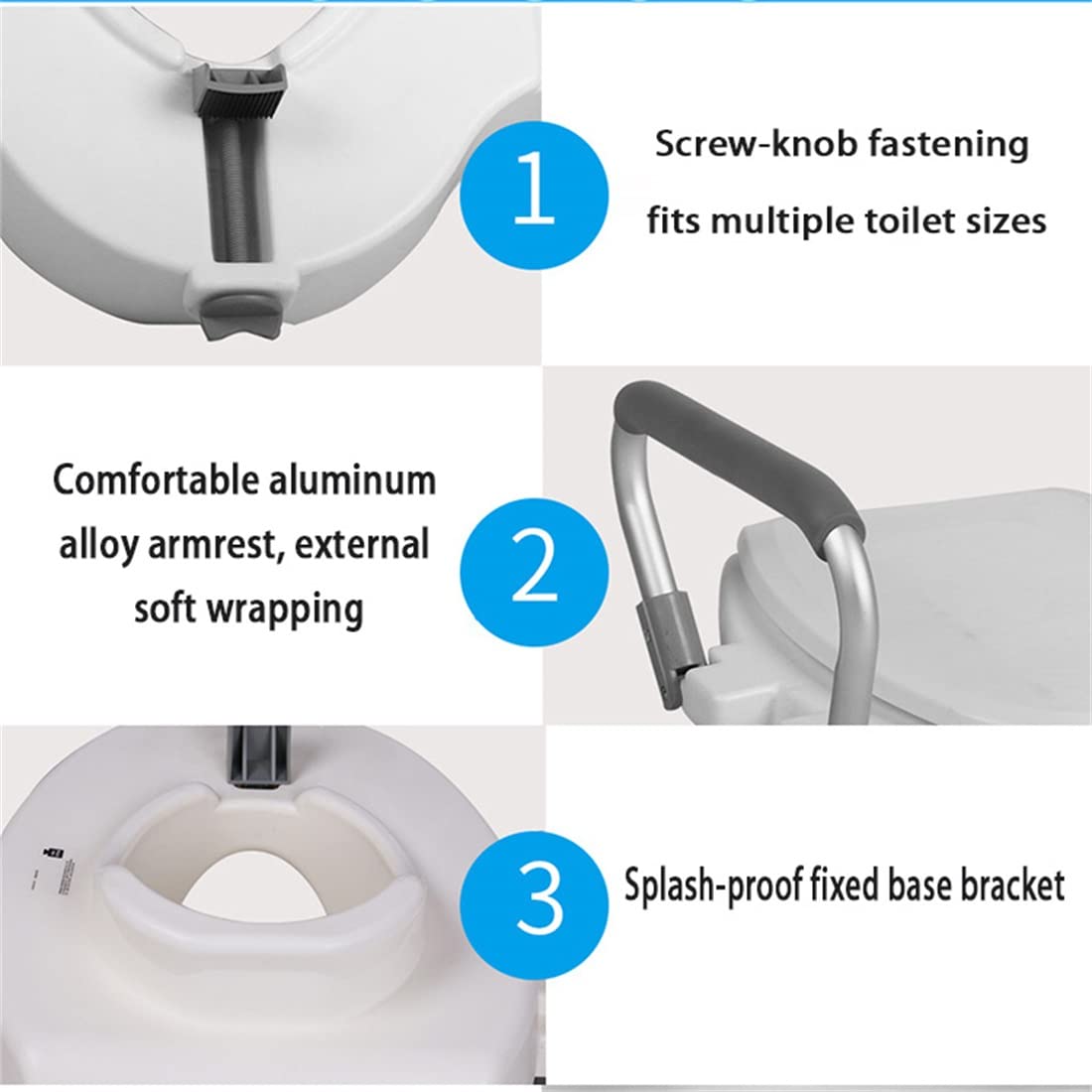 Raised Toilet Seat with Handles for Elderly & Disabled Adults - 330lb Weight Capacity, Non-Slip Grip & Secure Lid - Ideal for Bathroom Safety & Mobility Assistance