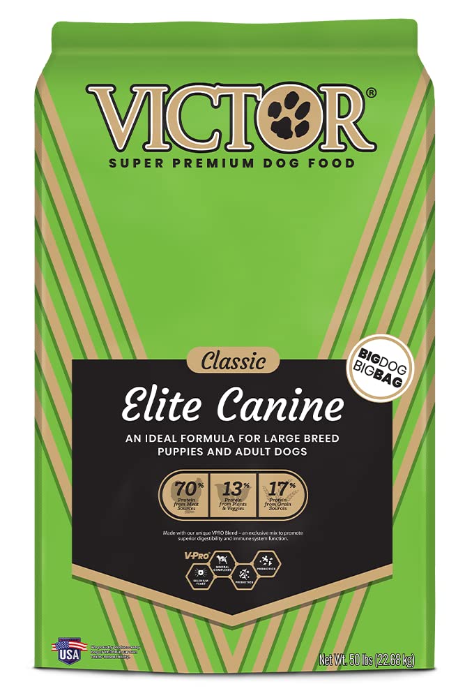VICTOR Super Premium High Protein Dry Dog Food - Grain Free, Gluten Free Large Breed & Puppy Formula - 25% Protein for Muscle Development - 50lb Bag for Active Dogs & Growing Puppies - Perfect for Training, Weight Management & Daily Nutrition