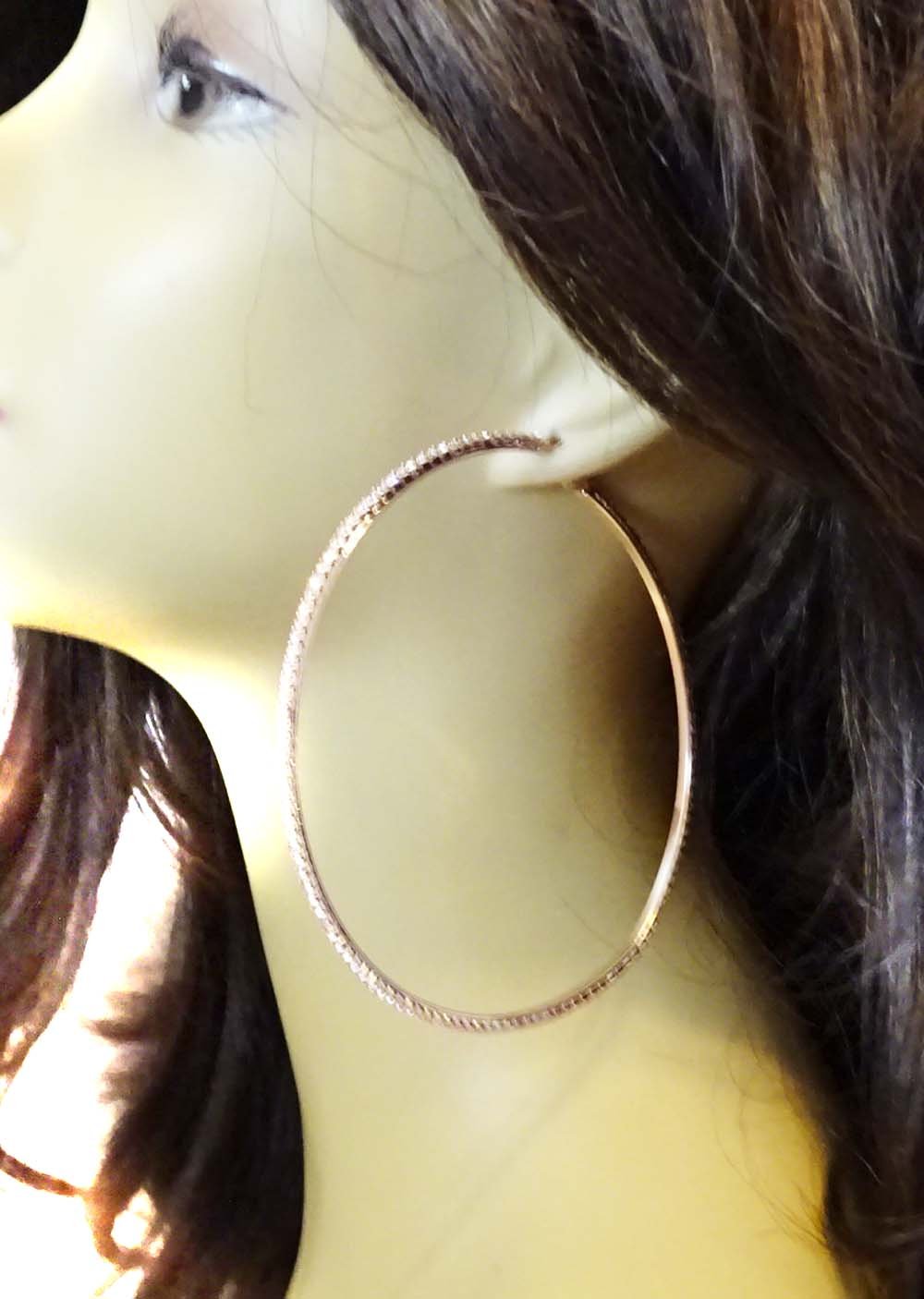 4 Inch Large Rose Gold Rhinestone Pave Hoop Earrings for Women - Elegant Statement Jewelry for Parties, Weddings & Special Occasions