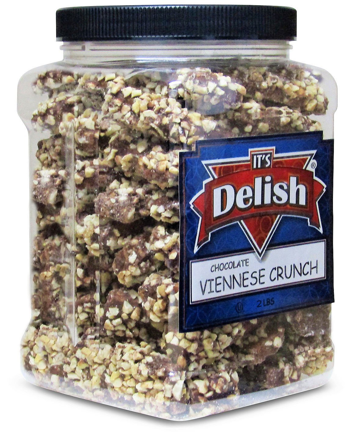 Viennese Crunch Cookies - 2 LBS Bulk Snacks in Jumbo Reusable 32 Oz Airtight Container | Perfect for Office Snacks, Party Treats & Gift Giving