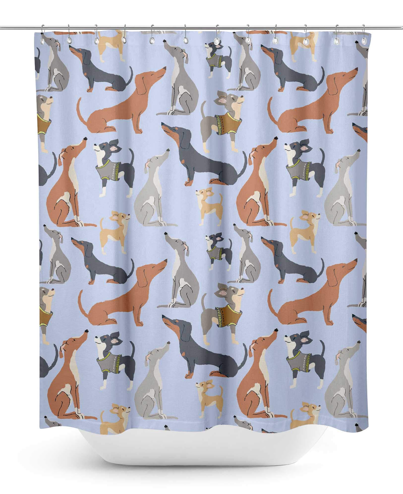 Stylish Blue Dog-Themed Waterproof Shower Curtain - 60 x 84 Inch Bathroom Decor for Pet Lovers | Perfect for Dog Owners' Bathrooms & Pet-Friendly Homes
