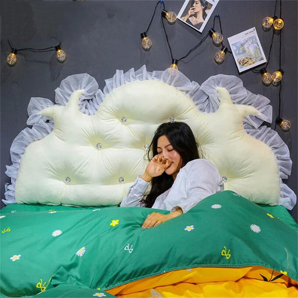 Adjustable Headboard Pillow - Reading & Back Support Wedge Cushion for Daybeds, Bedside & Lumbar Support - Removable White Cover (78.7