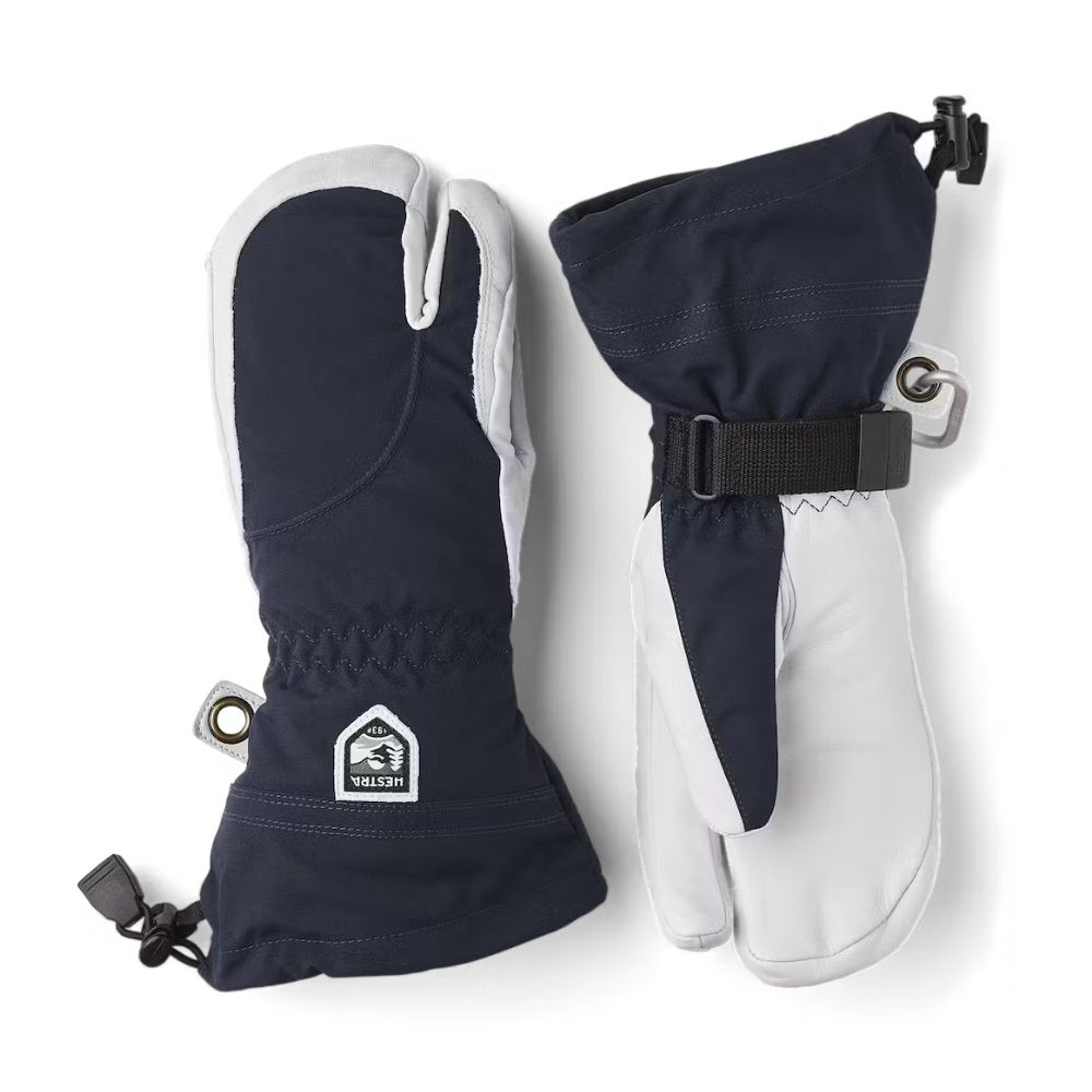 Hestra Heli Women's 3-Finger Ski Gloves - Navy/Off-White - Warm Winter Sports Gloves for Skiing, Snowboarding & Outdoor Activities