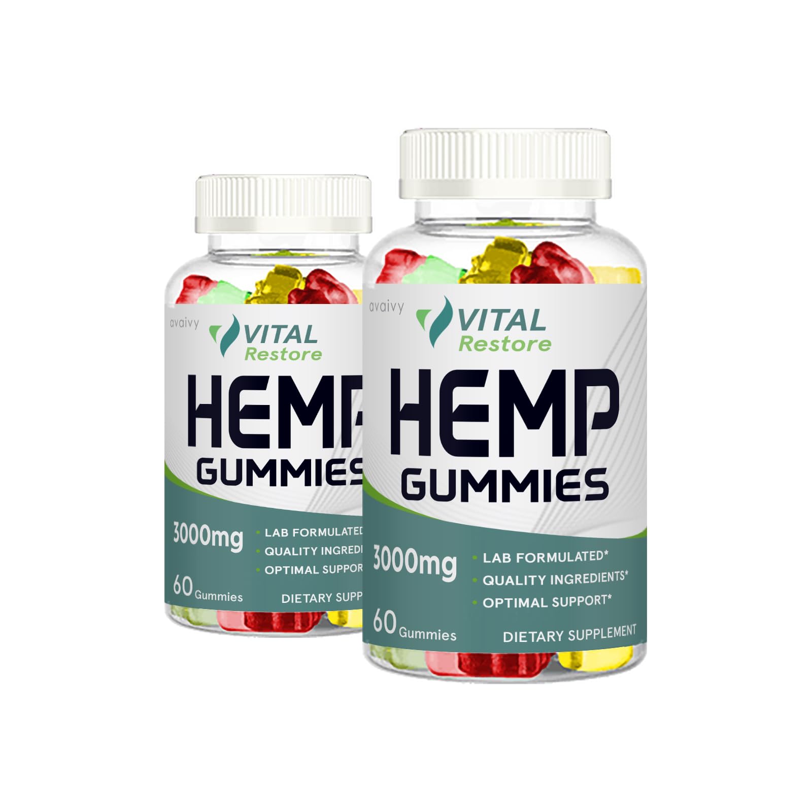 Vital Restore Hemp Gummies - Natural Stress Relief & Sleep Support (2 Pack, 120 Gummies) - Perfect for Relaxation, Anxiety Relief & Better Sleep at Home or Work