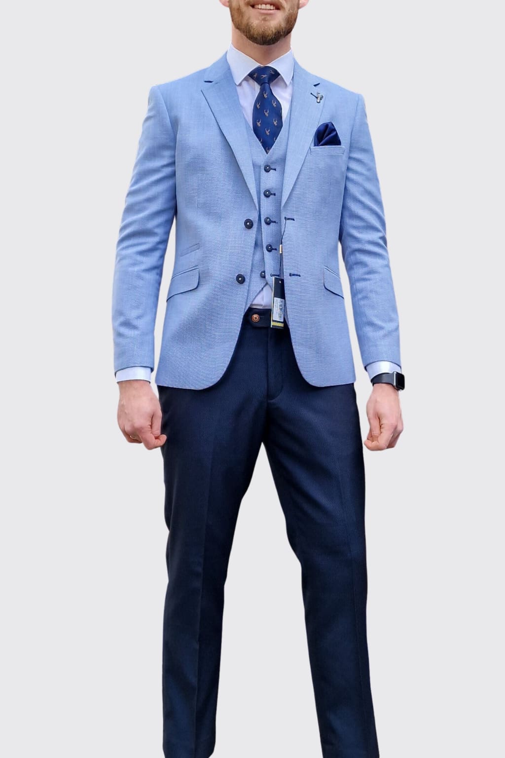 Cavani Miami Men's Sky Blue Blazer - Slim Fit Formal Jacket for Weddings, Business & Special Occasions