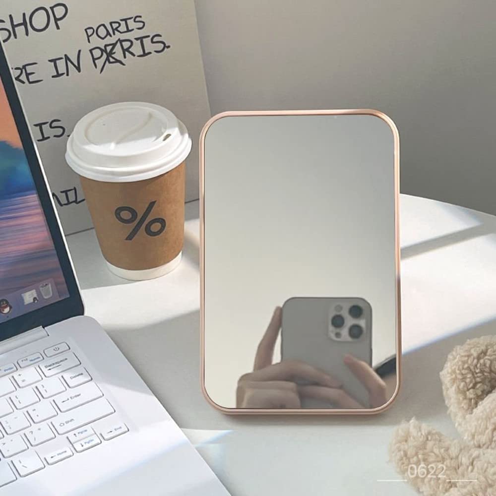 Foldable Square Makeup Mirror with Stand - Portable Vanity Mirror for Women, Pink Cosmetic Desktop Mirror for Dressing Table & Travel | Perfect for Home, Office, and On-the-Go Beauty Routine