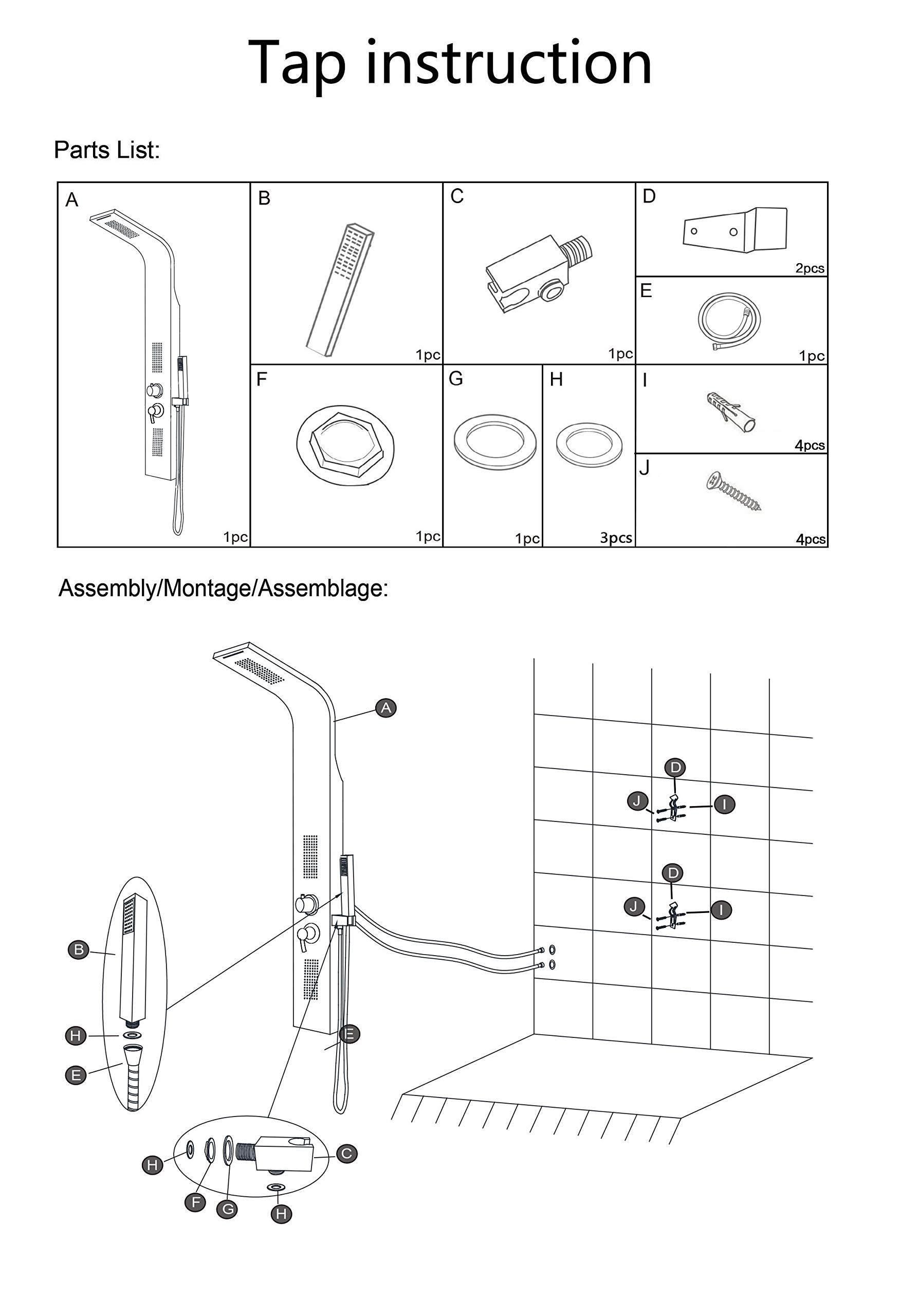 Willonin Stainless Steel Shower Panel System - 5 Multi-Function Water Modes, Bathroom Shower Column with Rainfall & Handheld Spray - Perfect for Spa-Like Experience at Home (Primary Color)