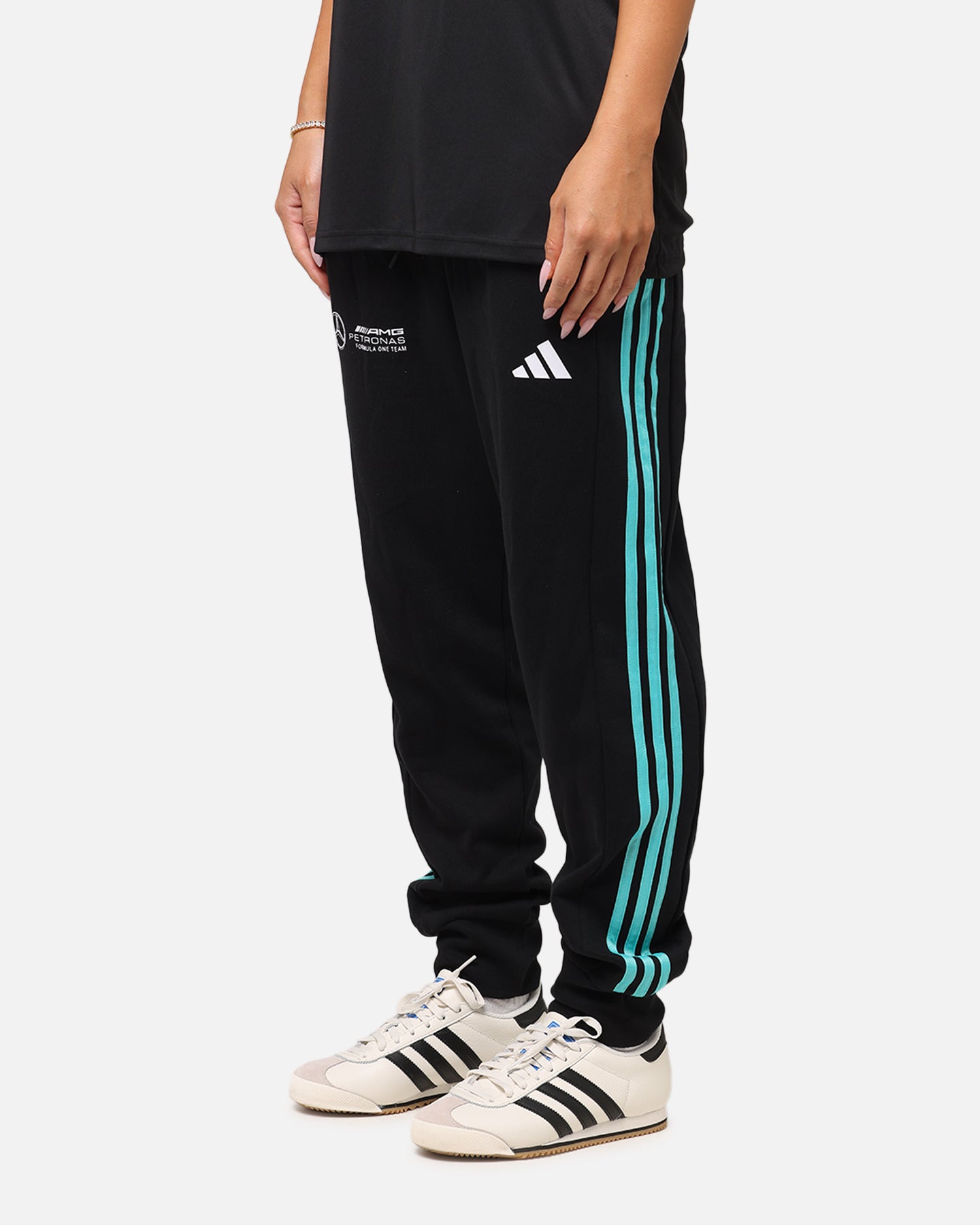 Adidas x Mercedes AMG Petronas Formula One F1 DNA Joggers for Men - Black/White Running Pants for Gym, Workout & Casual Wear