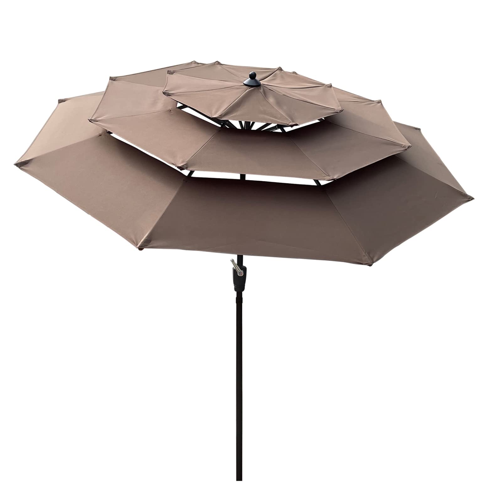 9Ft 3-Tier Outdoor Patio Umbrella with Crank & Tilt - Heavy Duty Market Table Sunshade with Wind Vents for Garden, Deck, Backyard, Pool - Perfect for Outdoor Dining, Lounging & Swimming Pool Shade