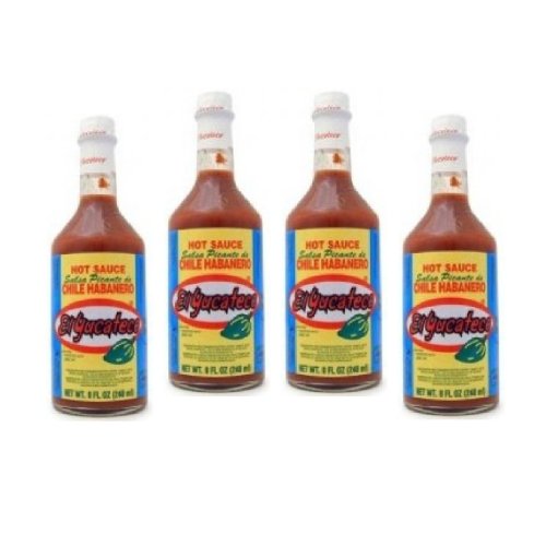 El Yucateco Red Habanero Hot Sauce 8 oz (4-Pack) - Authentic Mexican Hot Sauce for Tacos, Wings & Spicy Recipes - Perfect for Cooking, Grilling & Gifting