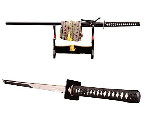 Lyuesword Japanese Full Tang Ninja Sword - Battle Ready 1095 High Carbon Steel Katana with Razor Sharp Blade | Authentic Ninja Weapon for Martial Arts Training, Cosplay & Collectors