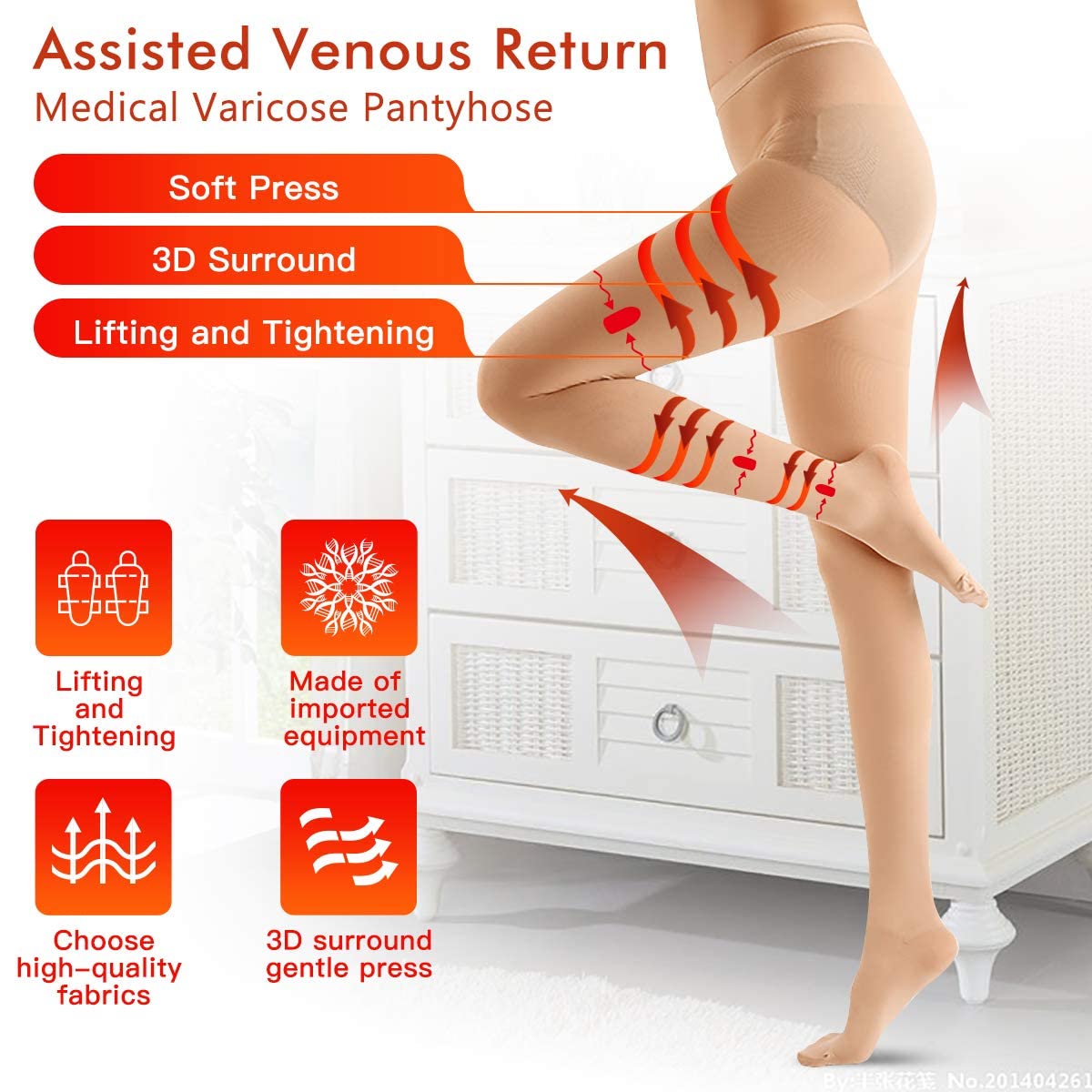 KISSLIFE 20-30 mmHg Compression Pantyhose for Women - Opaque Closed Toe Support Stockings with High Waist - Perfect for Varicose Vein Relief, Travel & Everyday Comfort