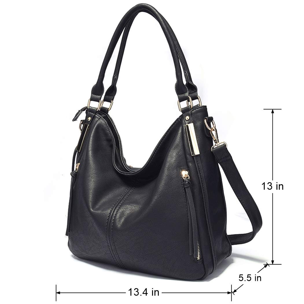 Mn&Sue Women's PU Leather Hobo Shoulder Bag - Large Top Handle Satchel Work Tote for Office, Travel & Everyday Use | Fashion Handbags & Purses