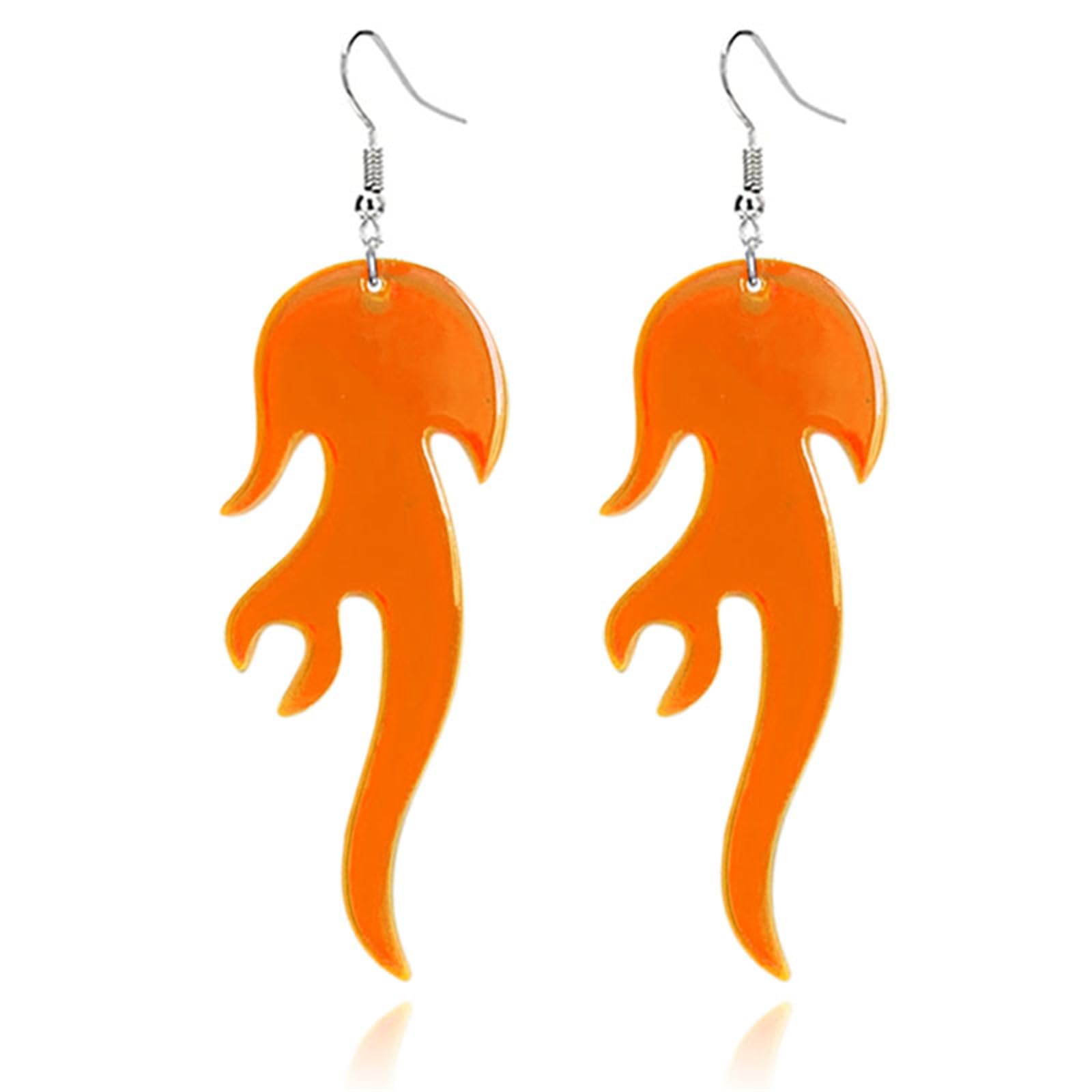 ONLYJUMP Lightweight Acrylic Transparent Earrings - Colorful Halloween Costume Jewelry, Unique Funny Flame Dangle Earrings for Women - Perfect Statement Accessories for Parties, Cosplay & Gift Giving