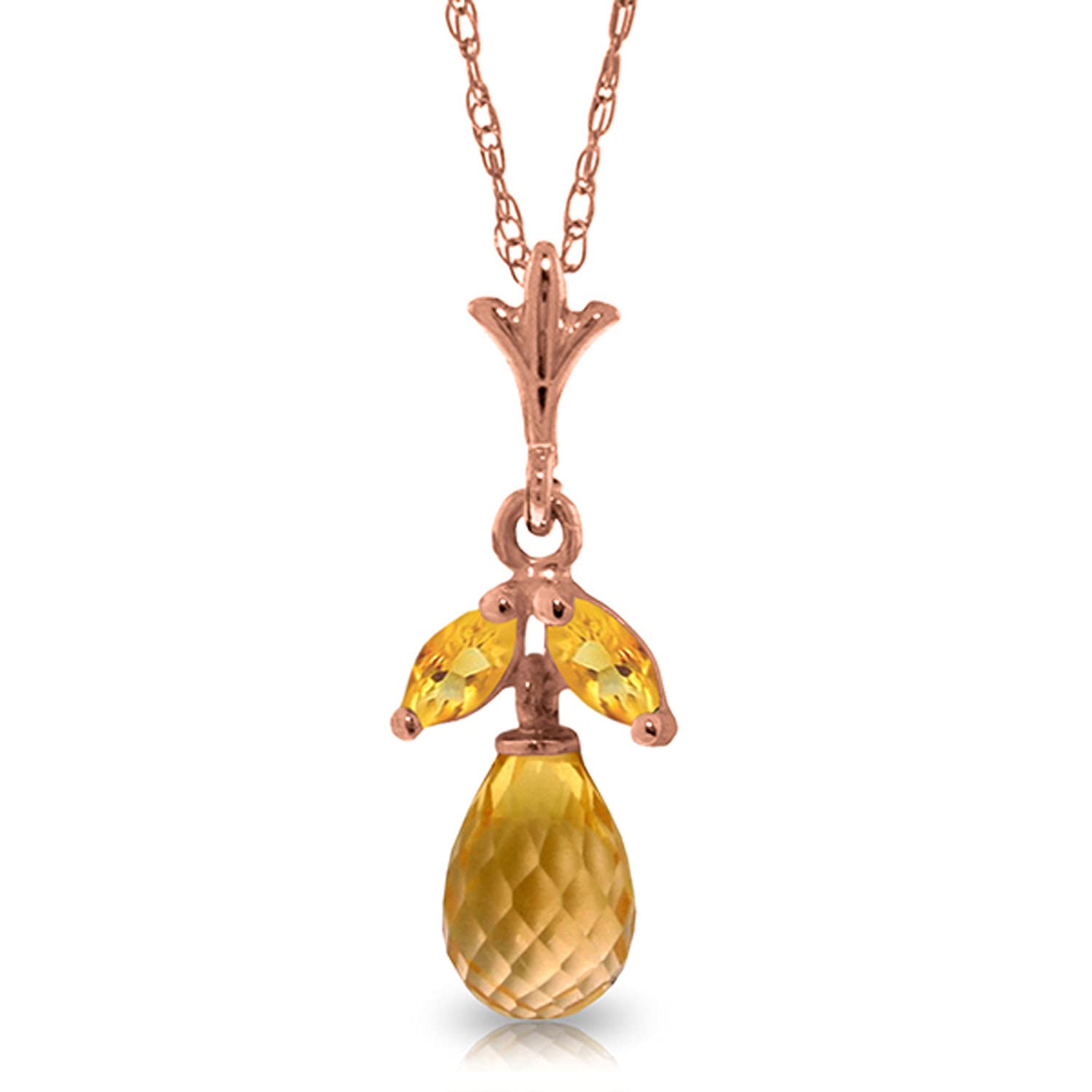 14K Solid Gold Necklace with Natural Citrine Gemstone - Elegant Women's Jewelry for Gifts, Parties & Special Occasions