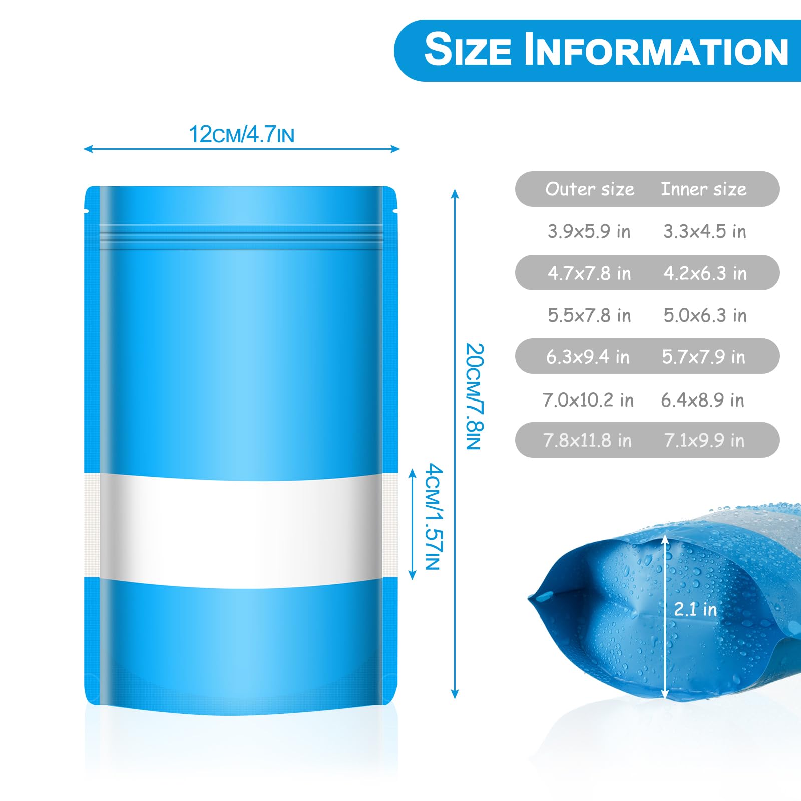 Smell-Proof Stand Up Bags with Clear Window - 100 Pack Resealable Food Storage Pouches for Candy, Cookies, Nuts & Snacks | Small Business Packaging & Bulk Food Storage Solution