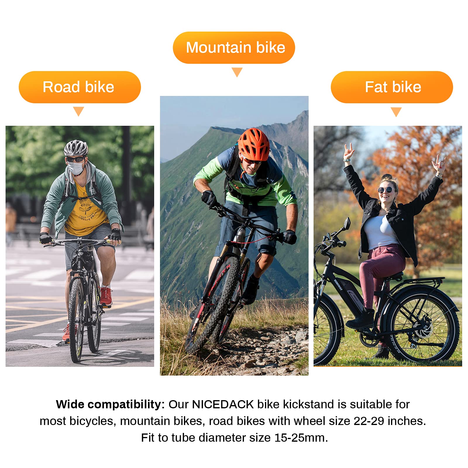 NICEDACK Adjustable Aluminum Alloy Bike Kickstand - Universal Fit for Mountain, Road, BMX & MTB Bikes (22''-28'') - Durable & Lightweight Bicycle Stand for Adults - Perfect for Commuting, Touring & Off-Road Cycling