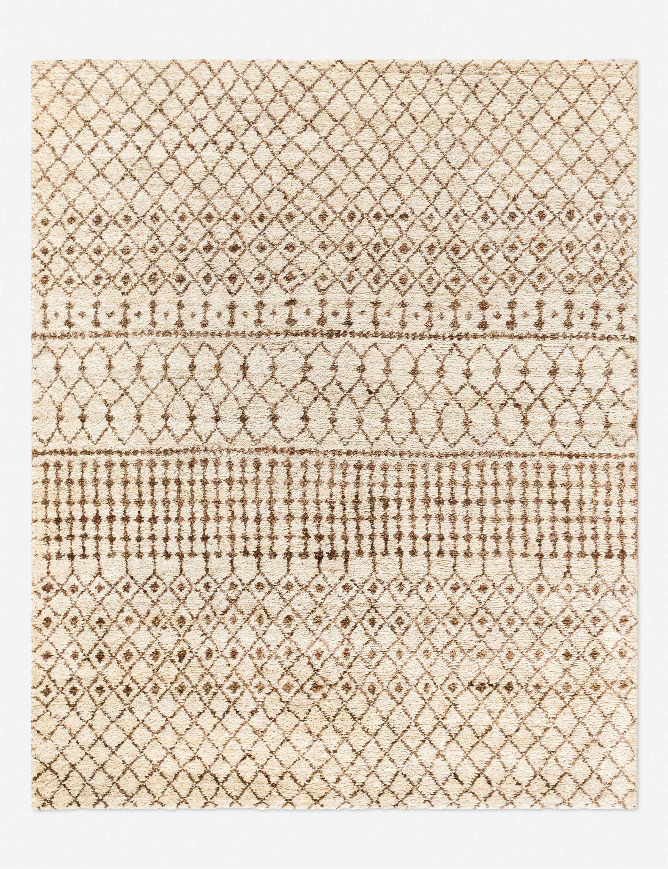 Hand Knotted Jute Moroccan Style Area Rug - Natural Fiber Bohemian Floor Mat for Living Room, Bedroom & Home Decor